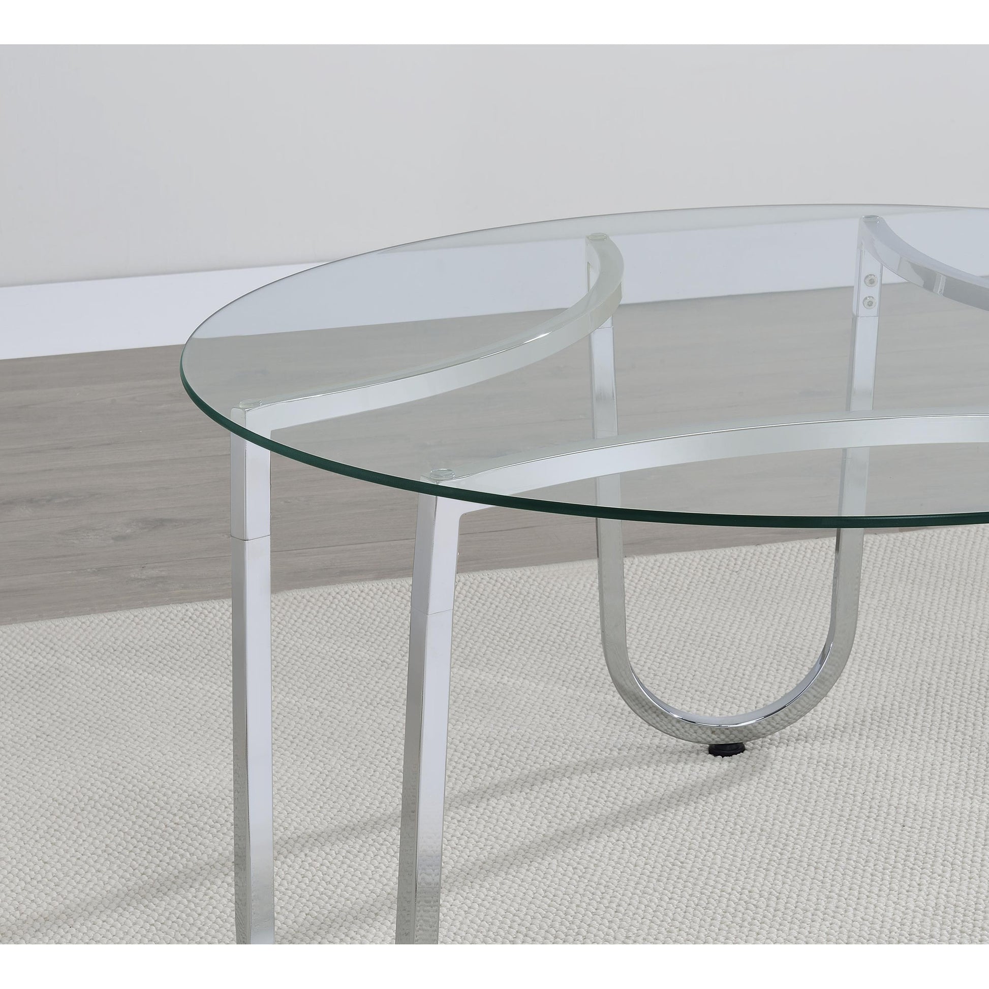  Coaster Furniture Beller 710907 Round Tempered Glass Top Side Table - Chrome IMAGE 7