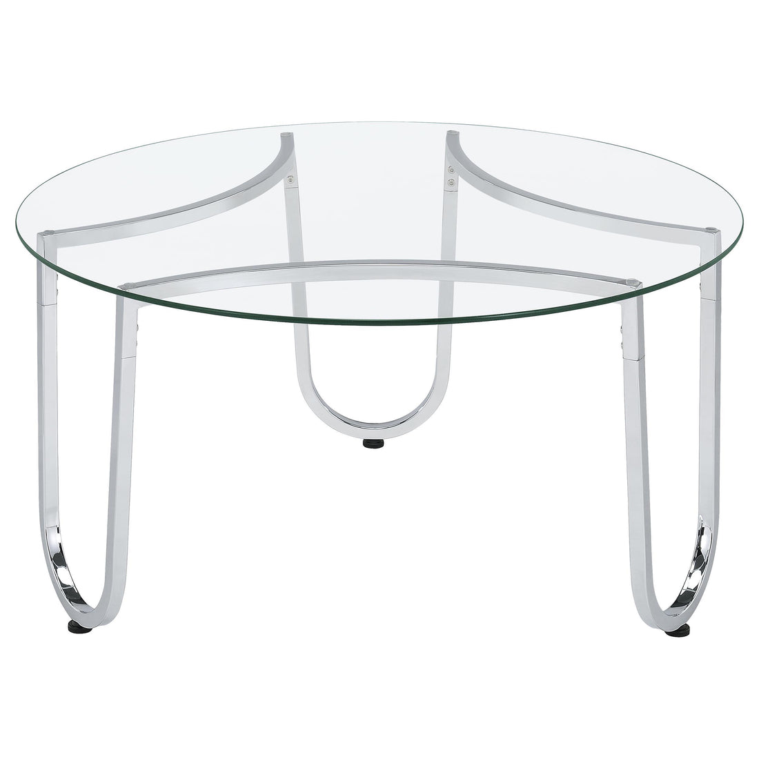  Coaster Furniture Beller 710908 Round Tempered Glass Top Coffee Table - Chrome IMAGE 1