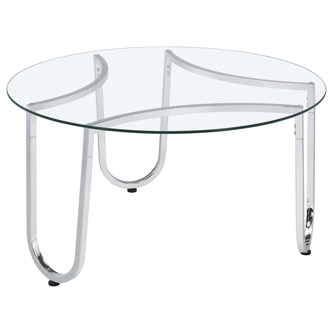  Coaster Furniture Beller 710908 Round Tempered Glass Top Coffee Table - Chrome IMAGE 1