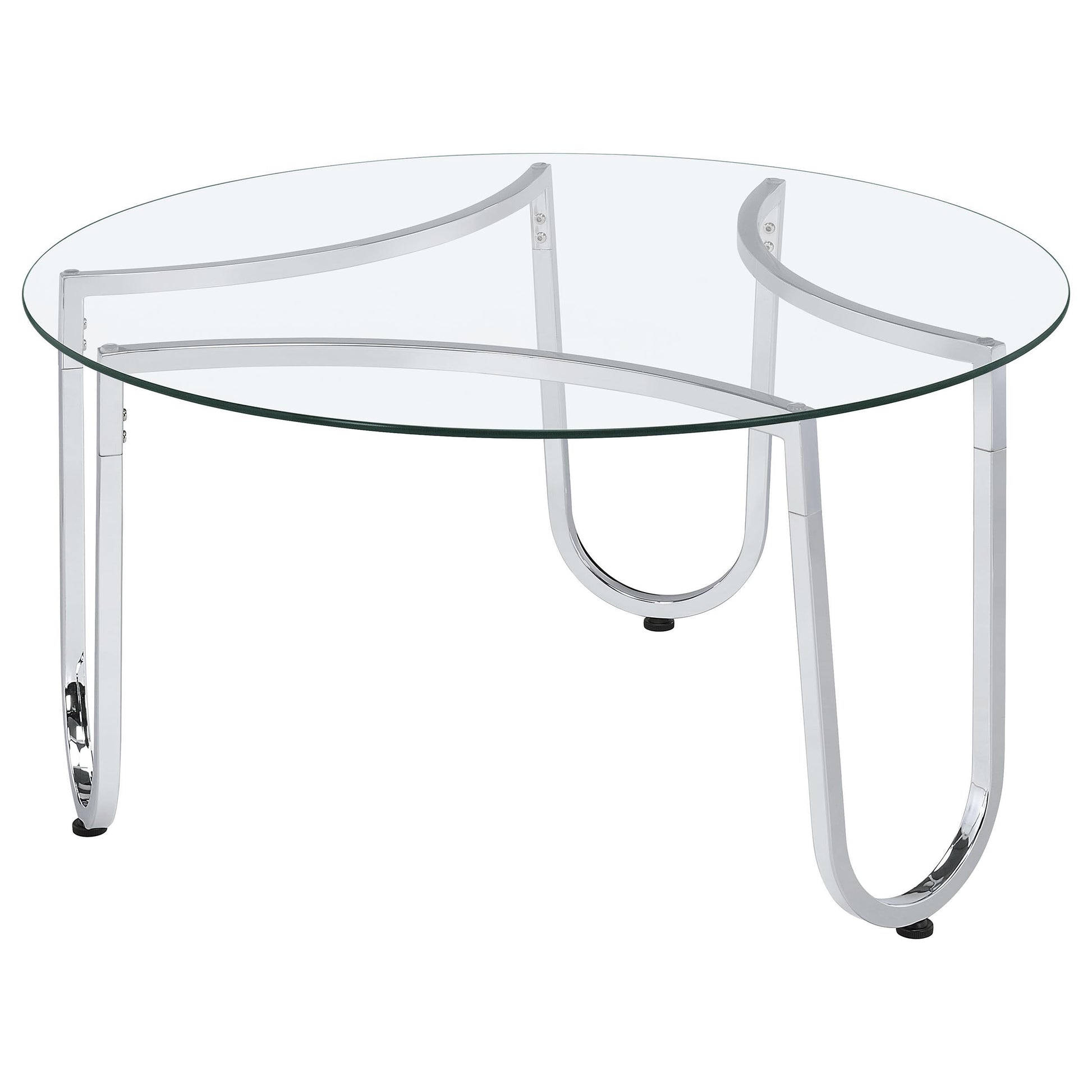  Coaster Furniture Beller 710908-S2 2-piece Round Tempered Glass Top Coffee Table Set - Chrome IMAGE 3