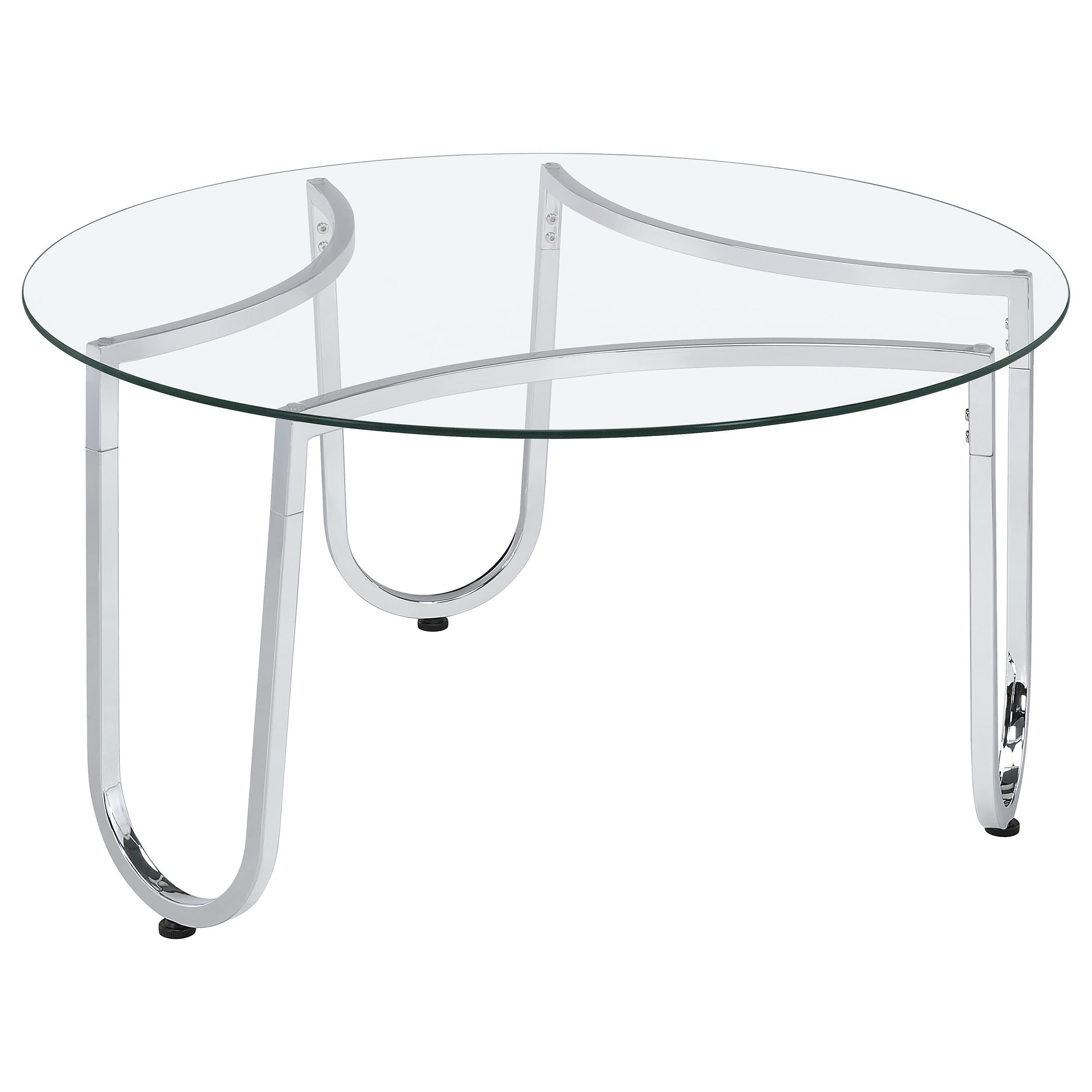  Coaster Furniture Beller 710908-S2 2-piece Round Tempered Glass Top Coffee Table Set - Chrome IMAGE 7
