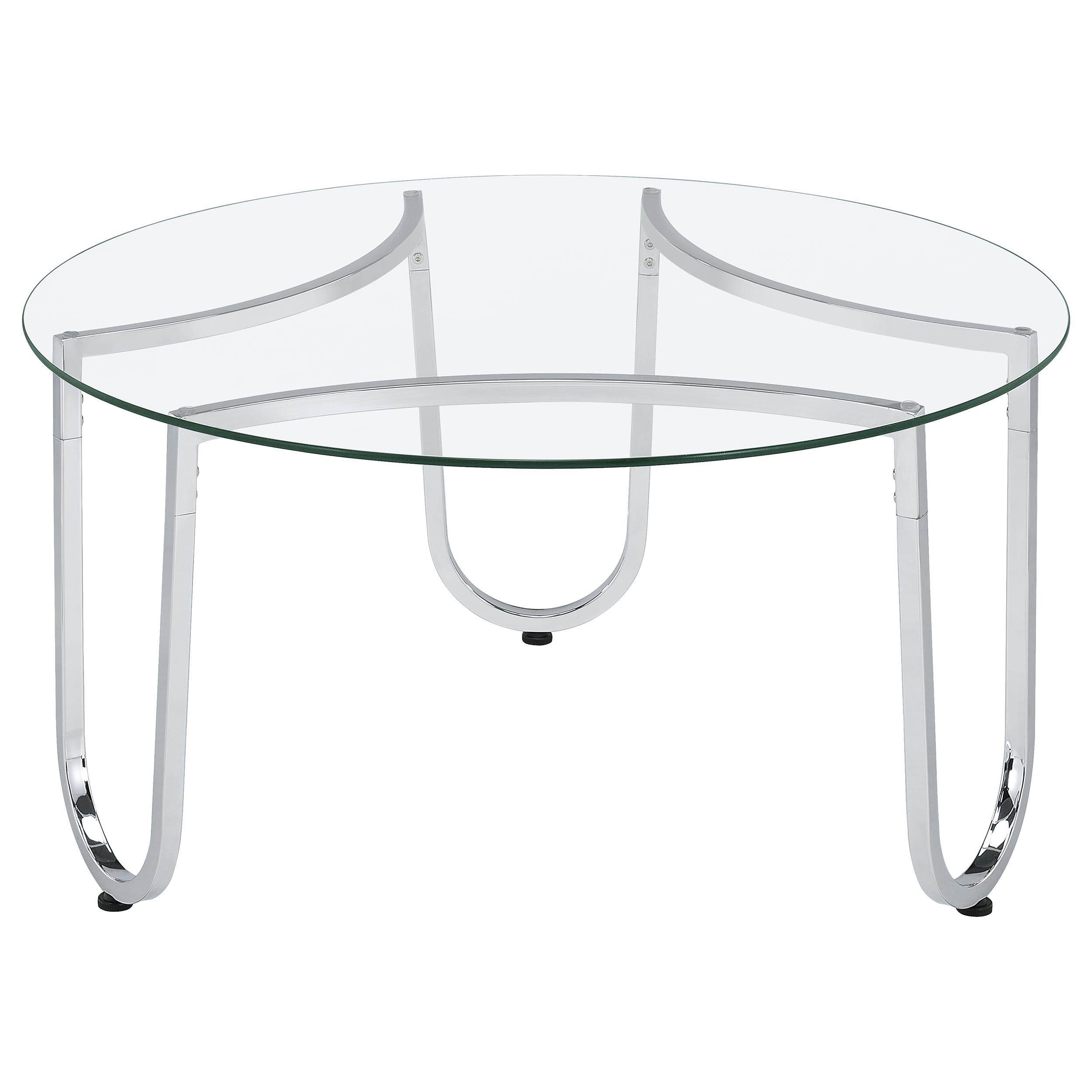  Coaster Furniture Beller 710908-S3 3-piece Round Tempered Glass Top Coffee Table Set - Chrome IMAGE 10