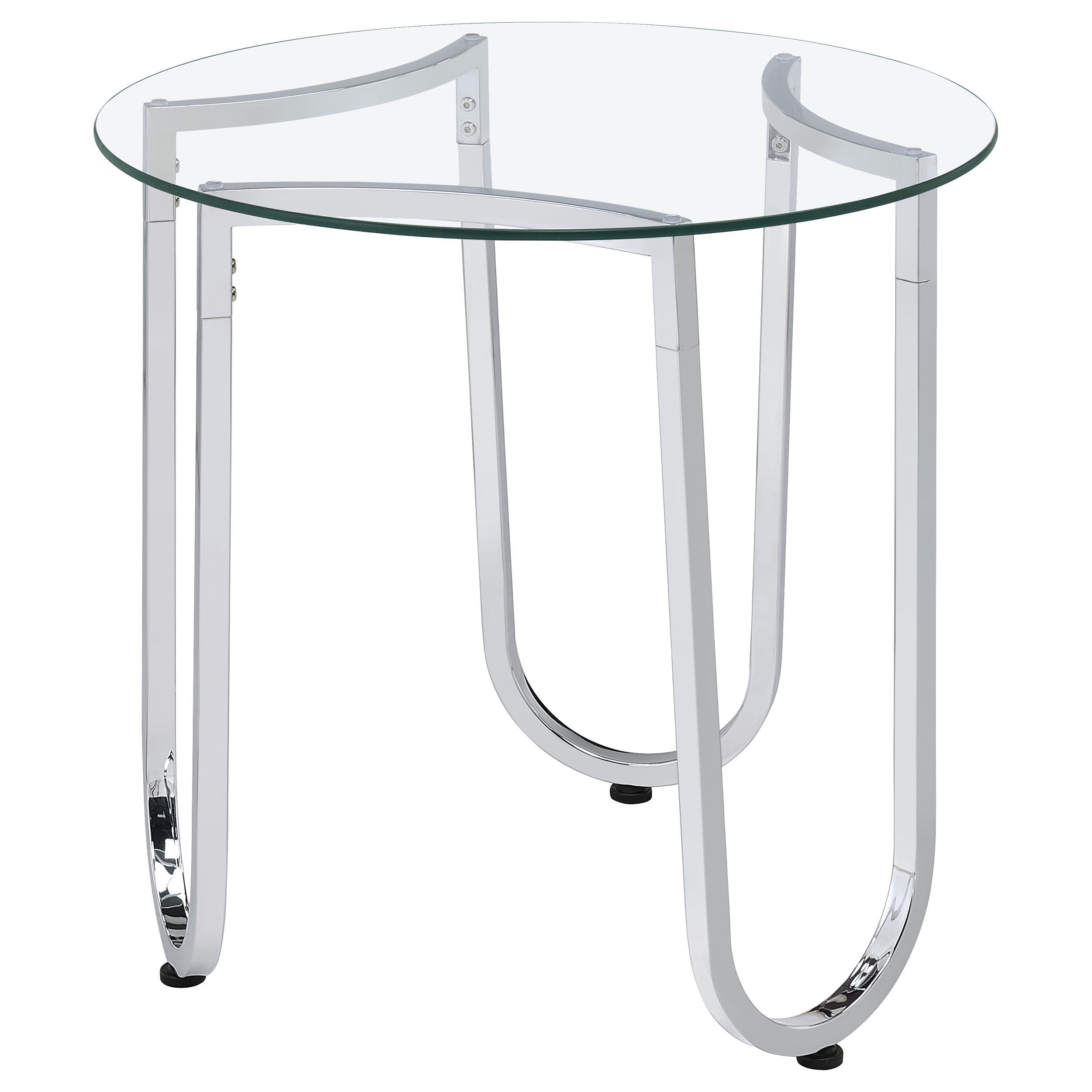  Coaster Furniture Beller 710908-S3 3-piece Round Tempered Glass Top Coffee Table Set - Chrome IMAGE 4