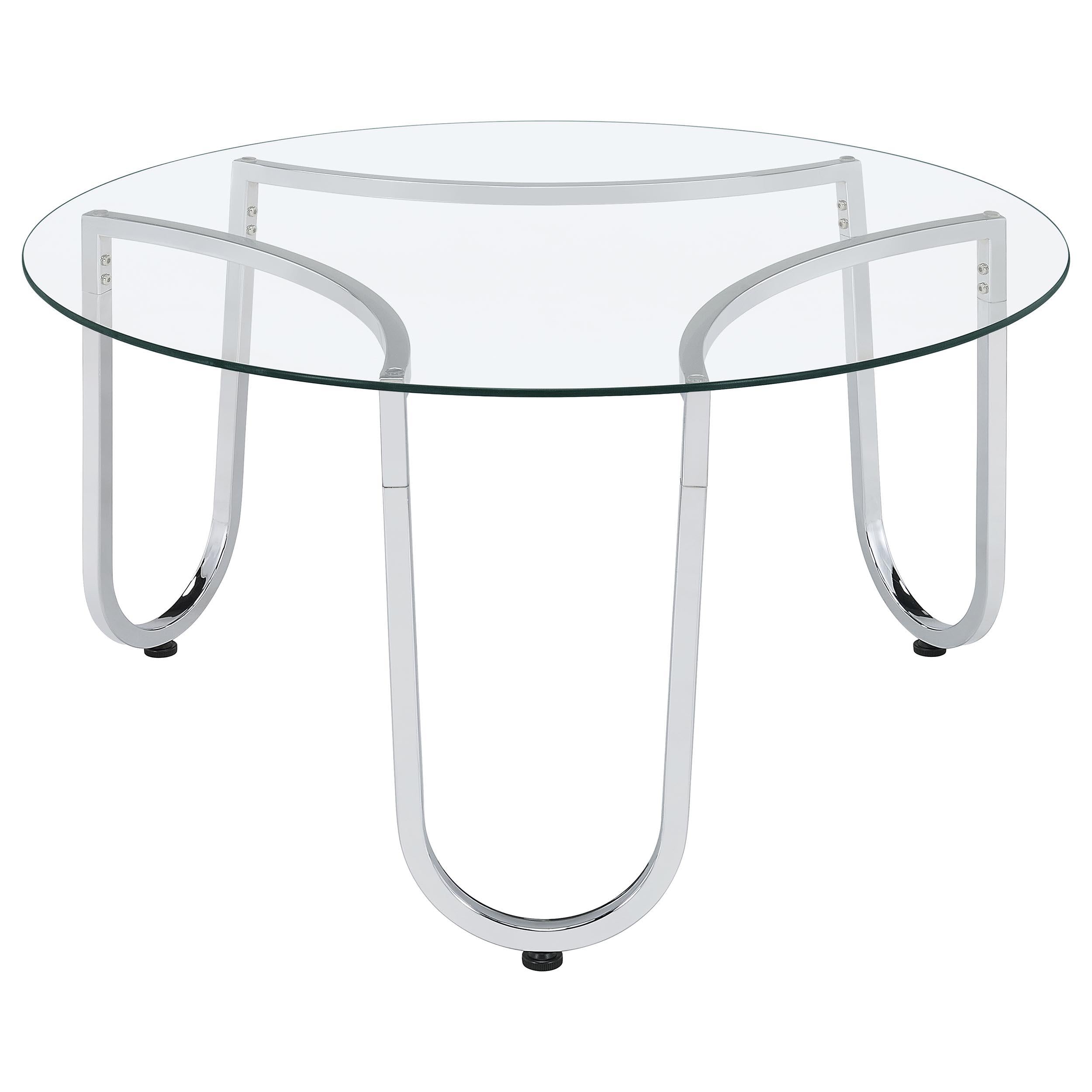  Coaster Furniture Beller 710908-S3 3-piece Round Tempered Glass Top Coffee Table Set - Chrome IMAGE 5