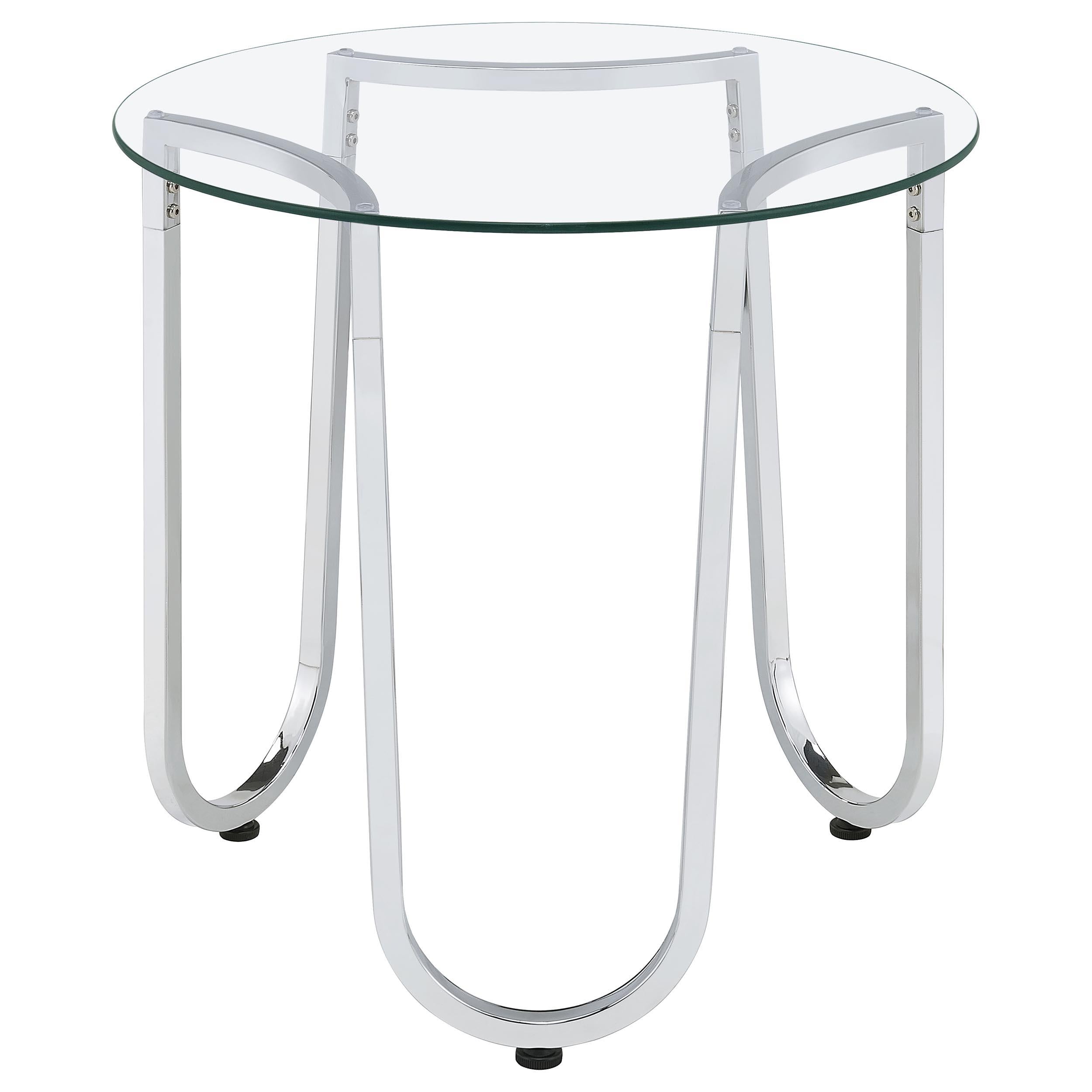  Coaster Furniture Beller 710908-S3 3-piece Round Tempered Glass Top Coffee Table Set - Chrome IMAGE 6
