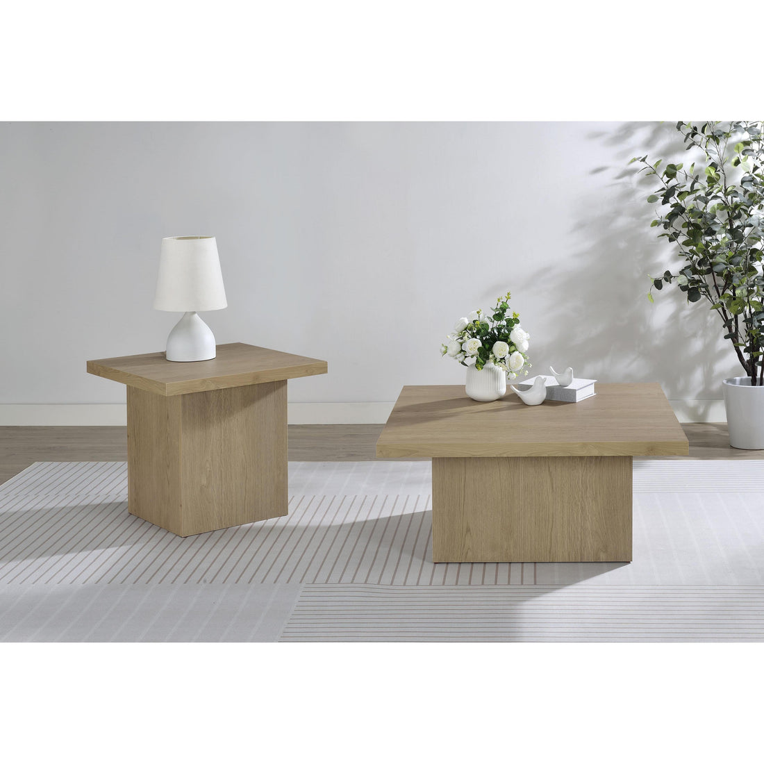  Coaster Furniture Devar 710918-S2 2-piece Square Cocktail Coffee End Table Set - Latte IMAGE 1