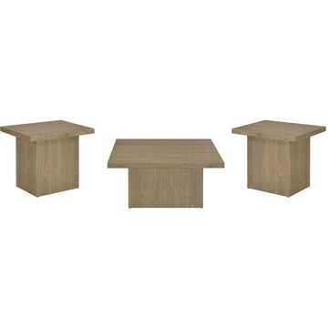  Coaster Furniture Devar 710918-S3 3-piece Square Cocktail Coffee End Table Set - Latte IMAGE 1