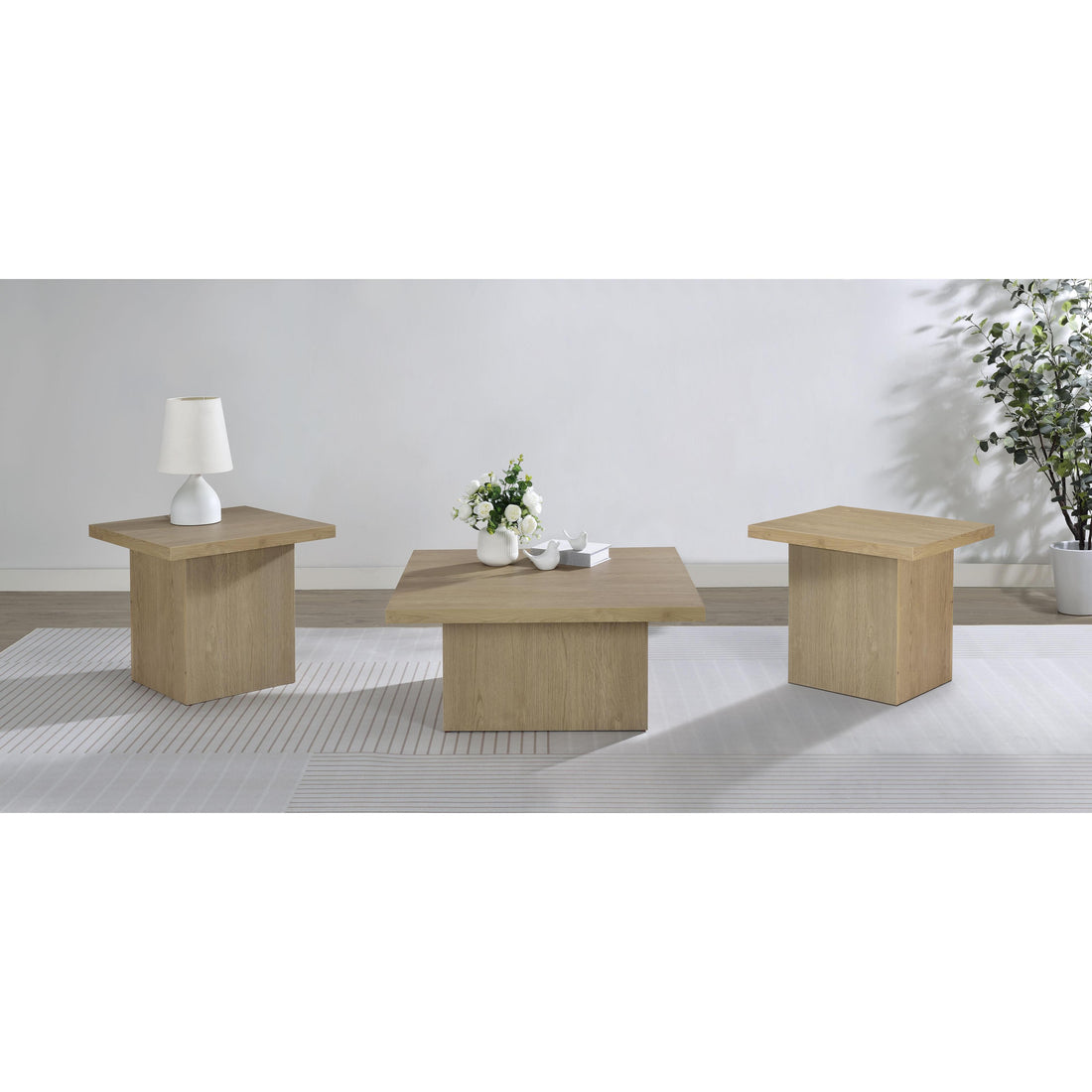  Coaster Furniture Devar 710918-S3 3-piece Square Cocktail Coffee End Table Set - Latte IMAGE 1