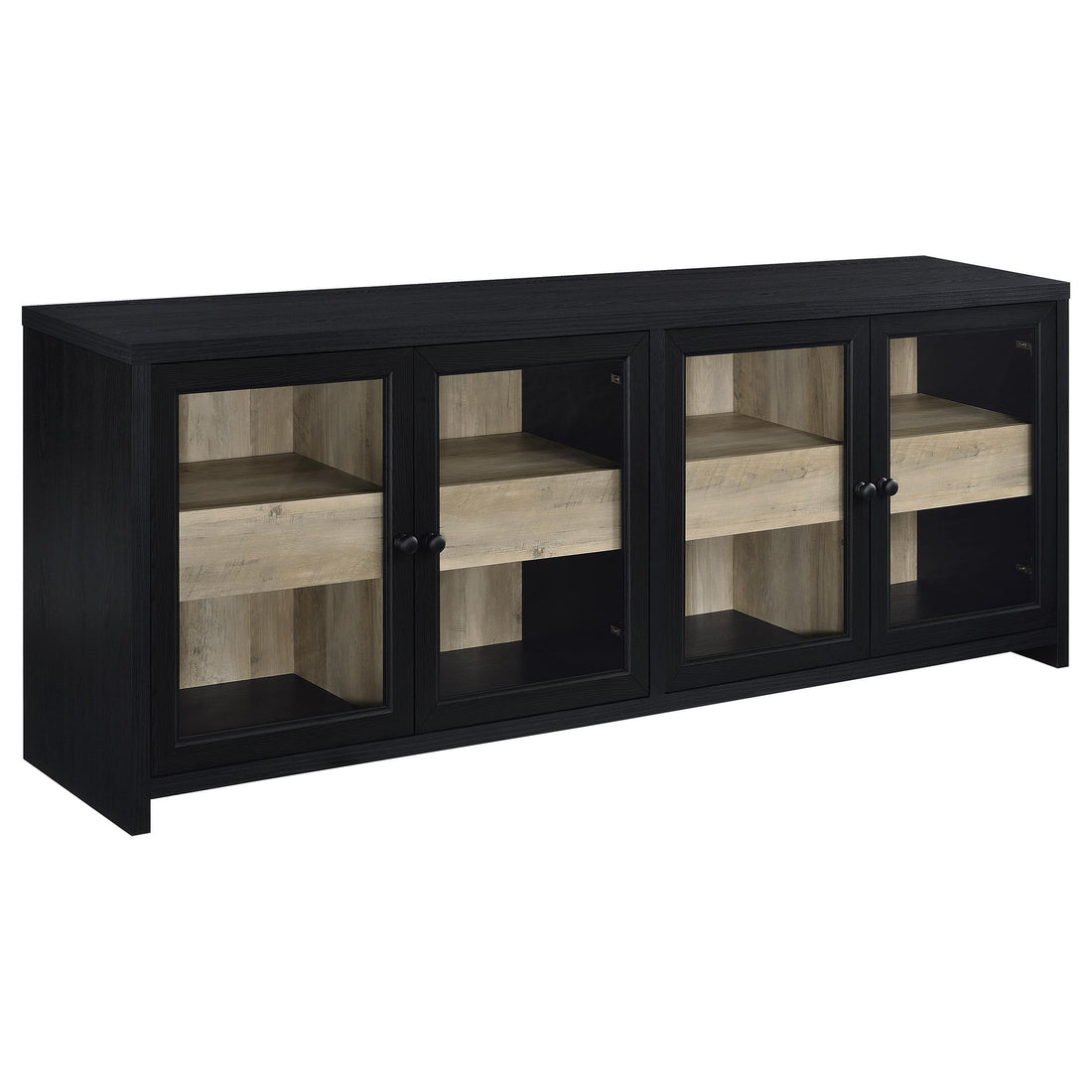  Coaster Furniture Denison 720223 79-inch 4-door TV Stand Media Console - Black IMAGE 1