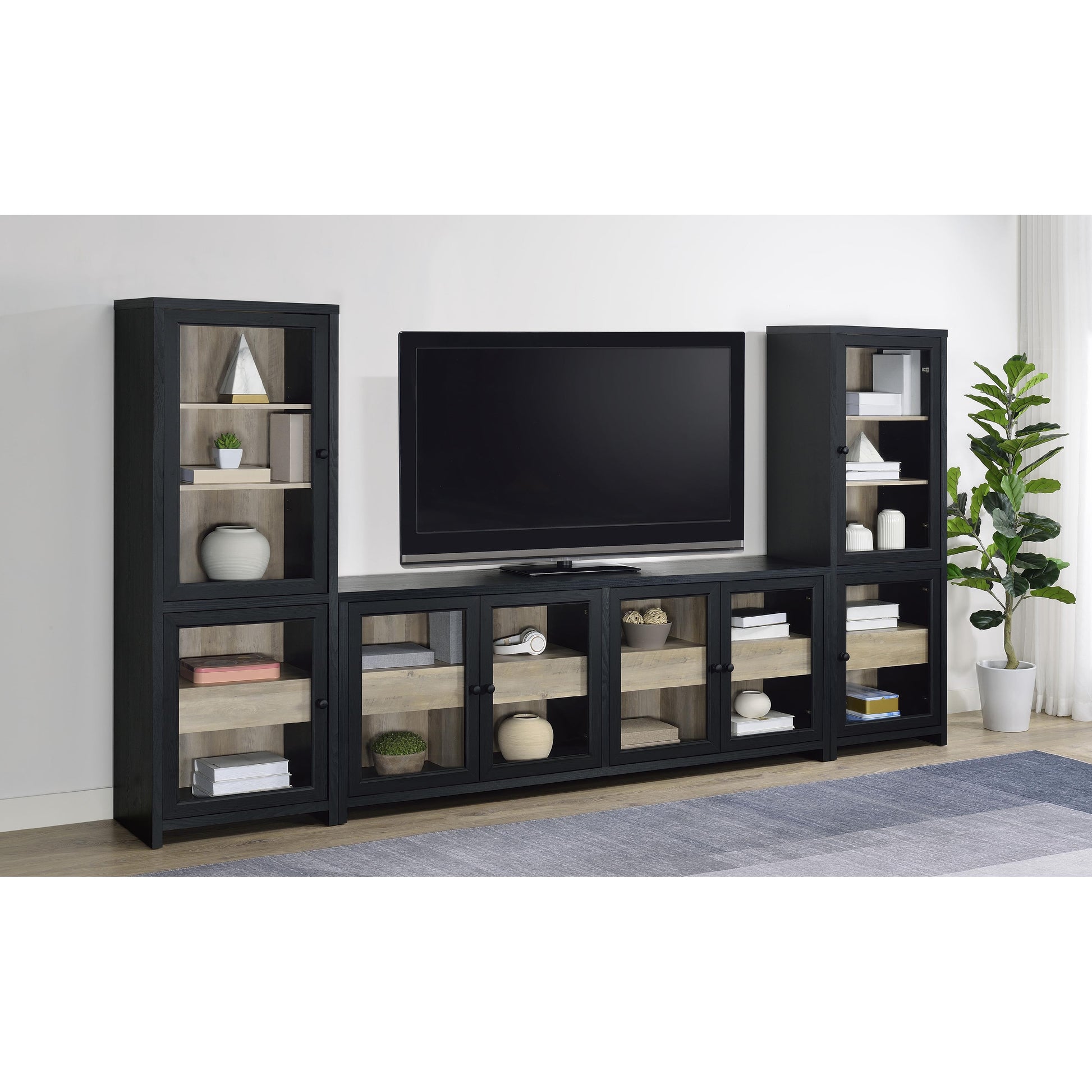  Coaster Furniture Denison 720223 79-inch 4-door TV Stand Media Console - Black IMAGE 12