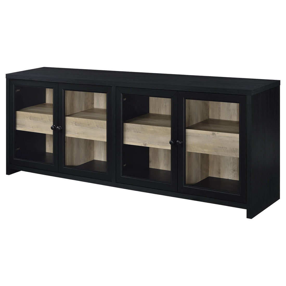 Coaster Furniture Denison 720223 79-inch 4-door TV Stand Media Console - Black IMAGE 1