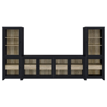  Coaster Furniture Denison 720223-SET 3-piece Entertainment Center 79-inch TV Stand - Black IMAGE 1