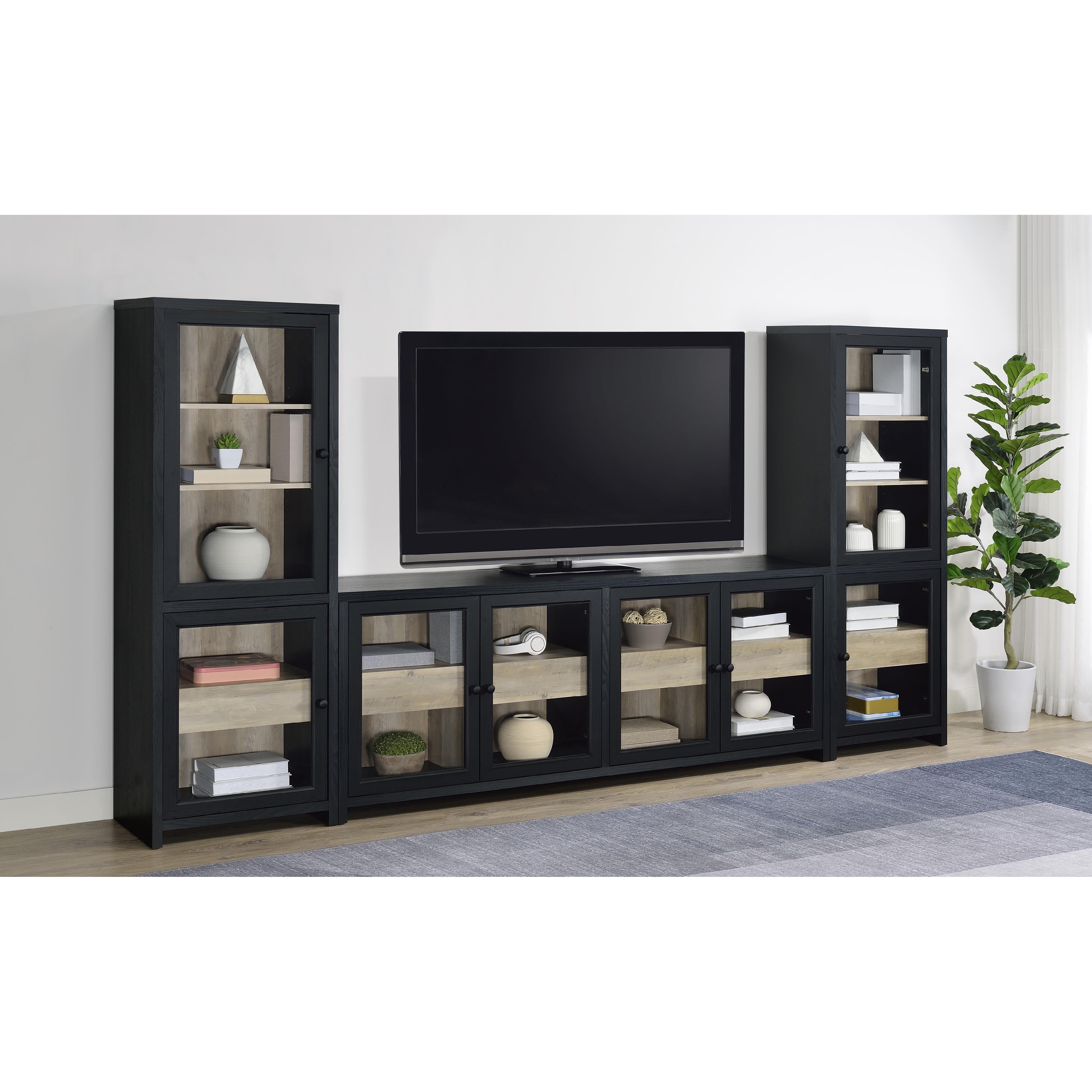  Coaster Furniture Denison 720223-SET 3-piece Entertainment Center 79-inch TV Stand - Black IMAGE 2