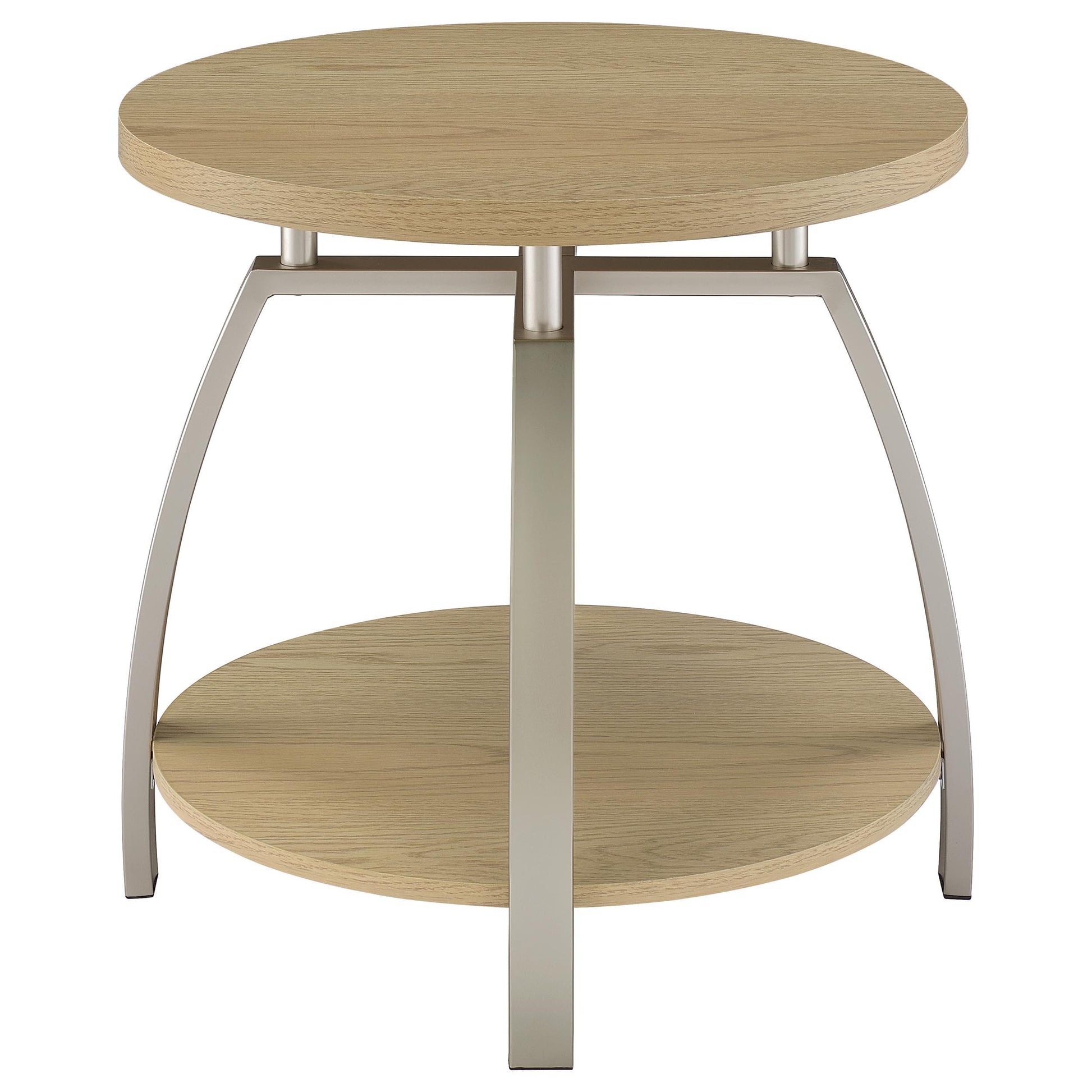  Coaster Furniture Dacre 720317 Round Engineered Wood Top End Table - Greige IMAGE 1