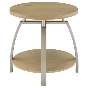  Coaster Furniture Dacre 720317 Round Engineered Wood Top End Table - Greige IMAGE 1