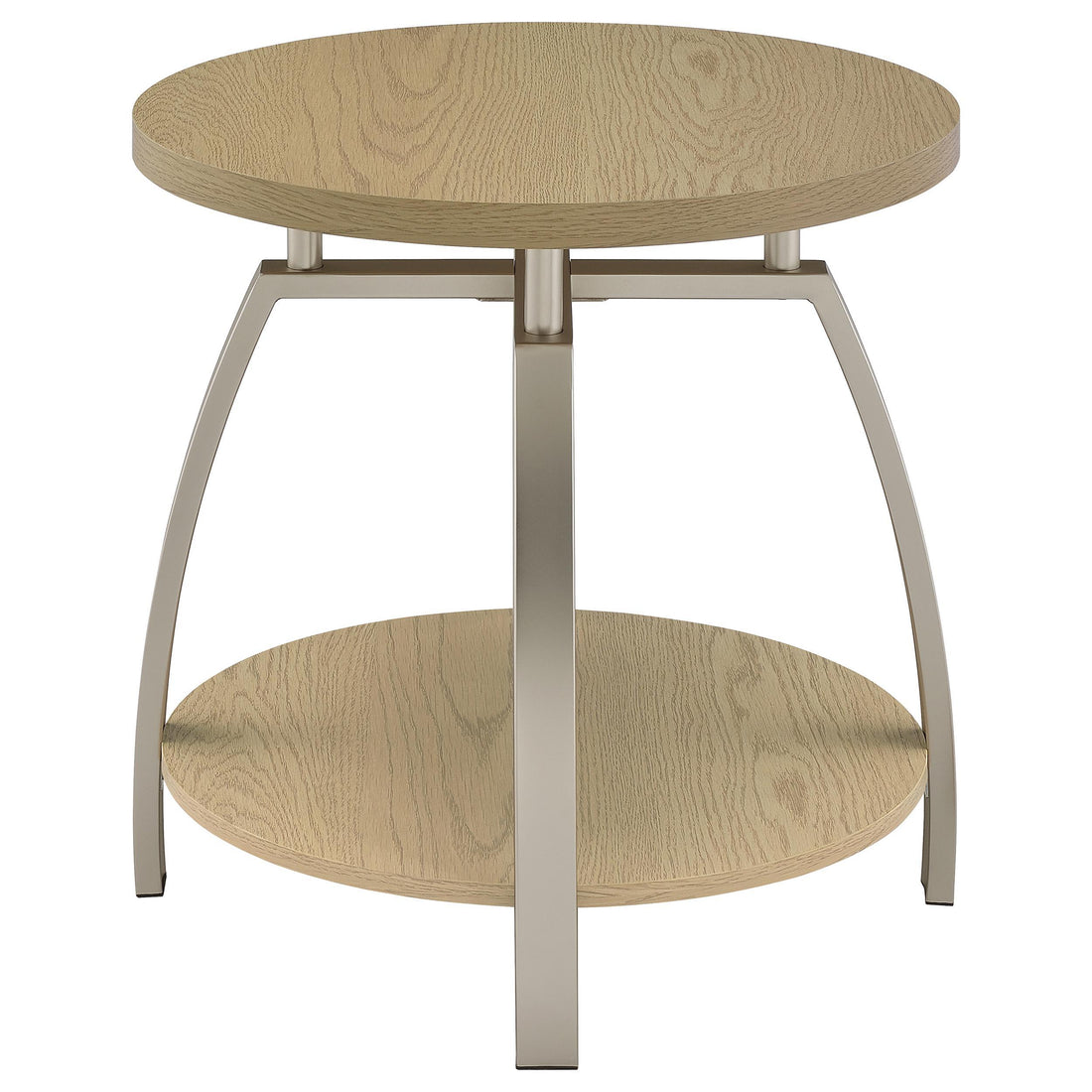  Coaster Furniture Dacre 720317 Round Engineered Wood Top End Table - Greige IMAGE 1