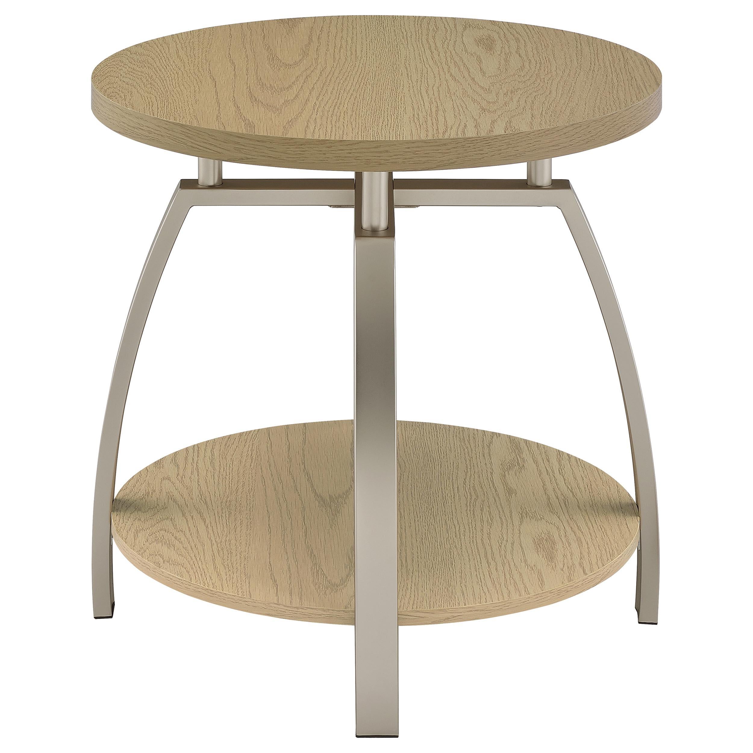  Coaster Furniture Dacre 720317 Round Engineered Wood Top End Table - Greige IMAGE 2