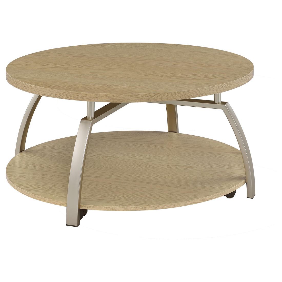  Coaster Furniture Dacre 720318 Round Engineered Wood Top Coffee Table - Greige IMAGE 1