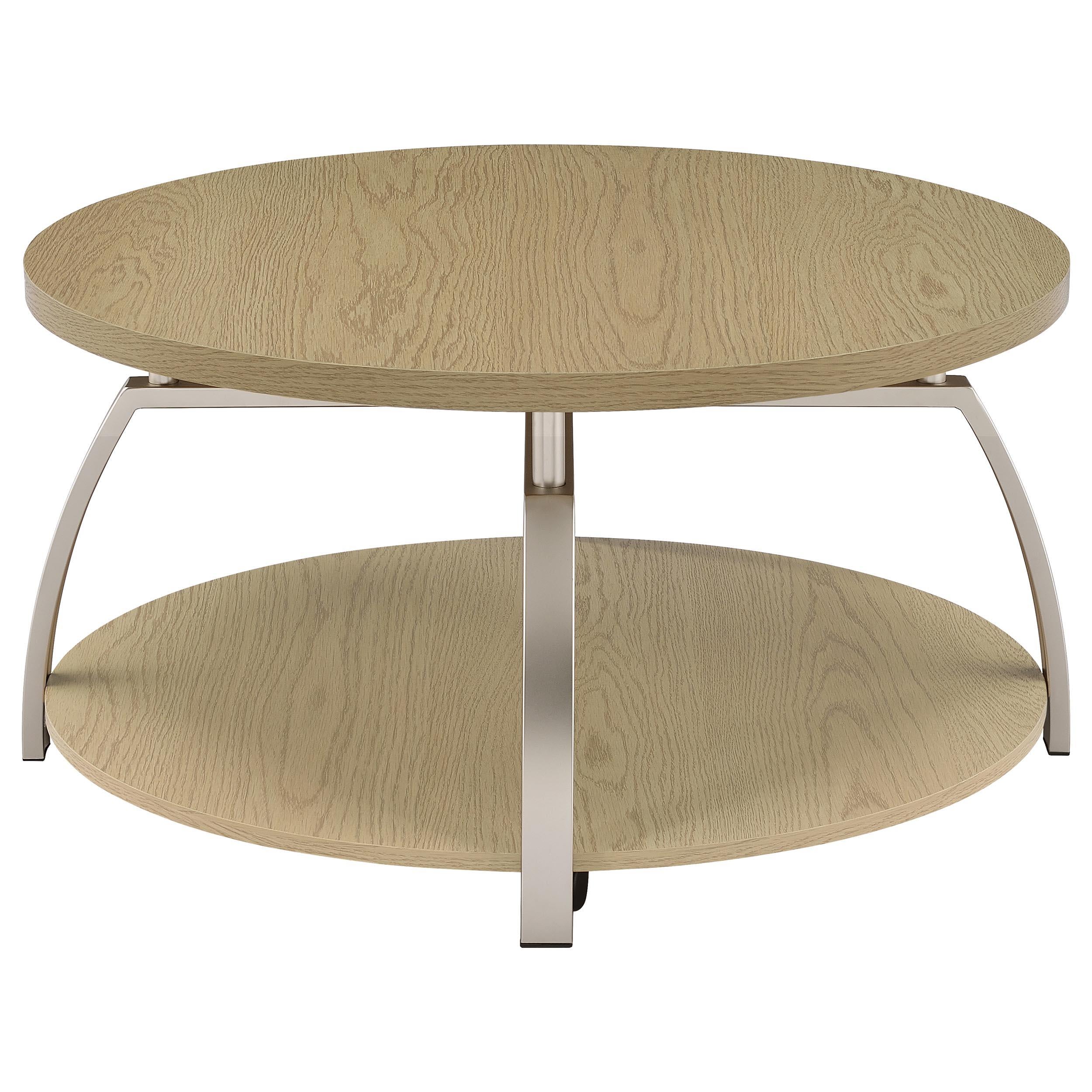  Coaster Furniture Dacre 720318 Round Engineered Wood Top Coffee Table - Greige IMAGE 3