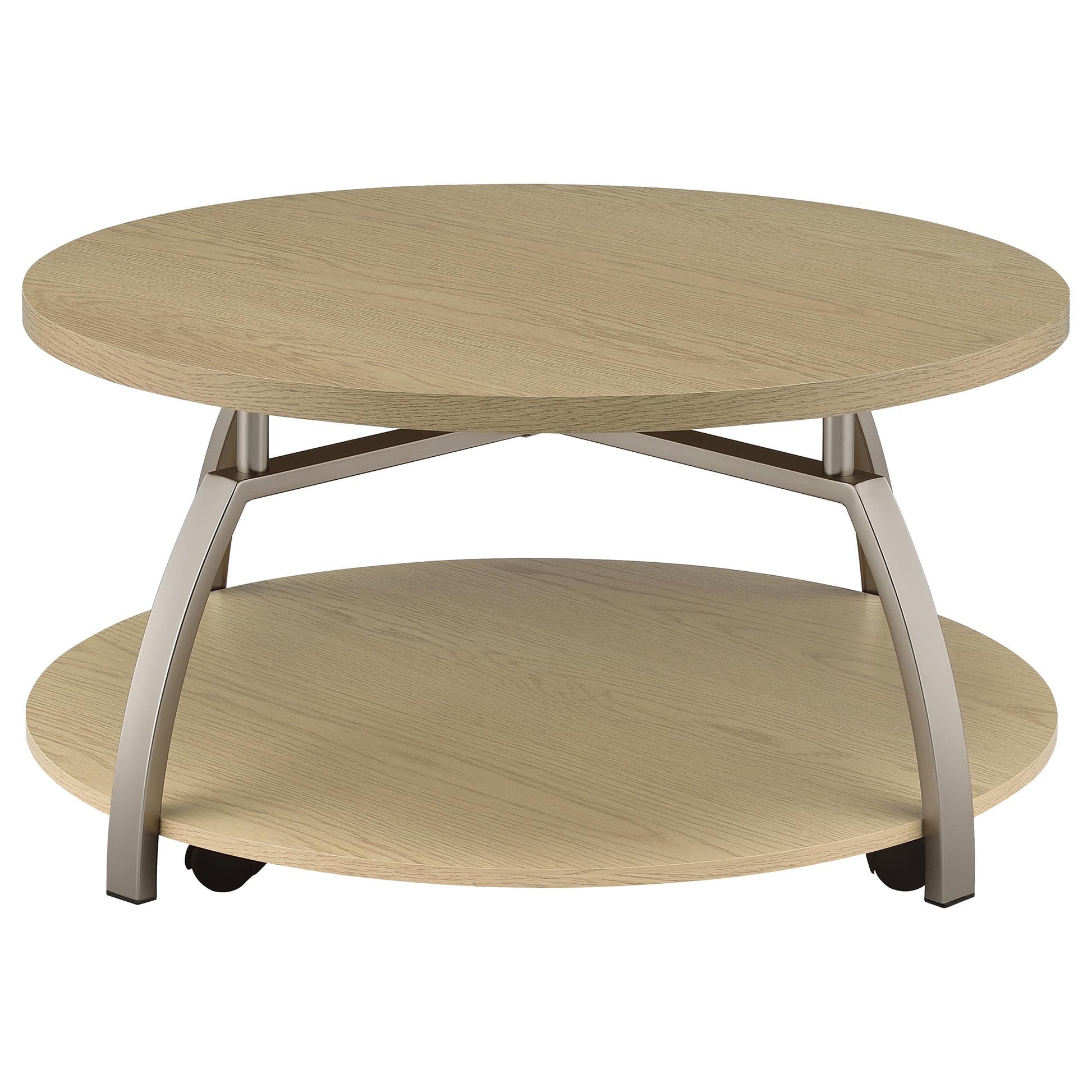  Coaster Furniture Dacre 720318 Round Engineered Wood Top Coffee Table - Greige IMAGE 8