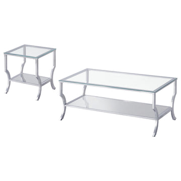  Coaster Furniture Saide 720338-S2 2-piece Glass Top Coffee and End Table Set - Chrome IMAGE 1