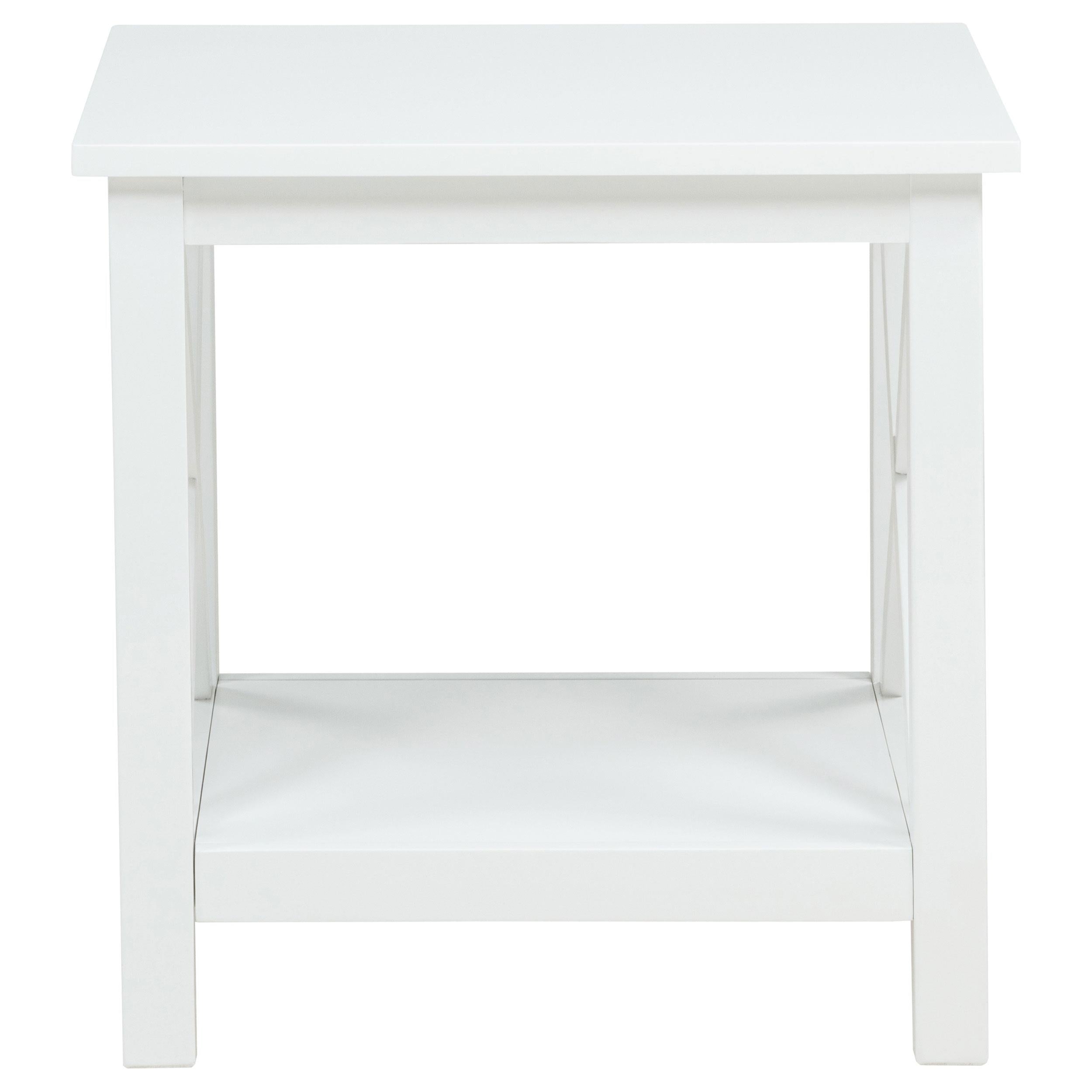  Coaster Furniture Skyview 722087 Square Pine Wood End Table with Shelf - White IMAGE 8