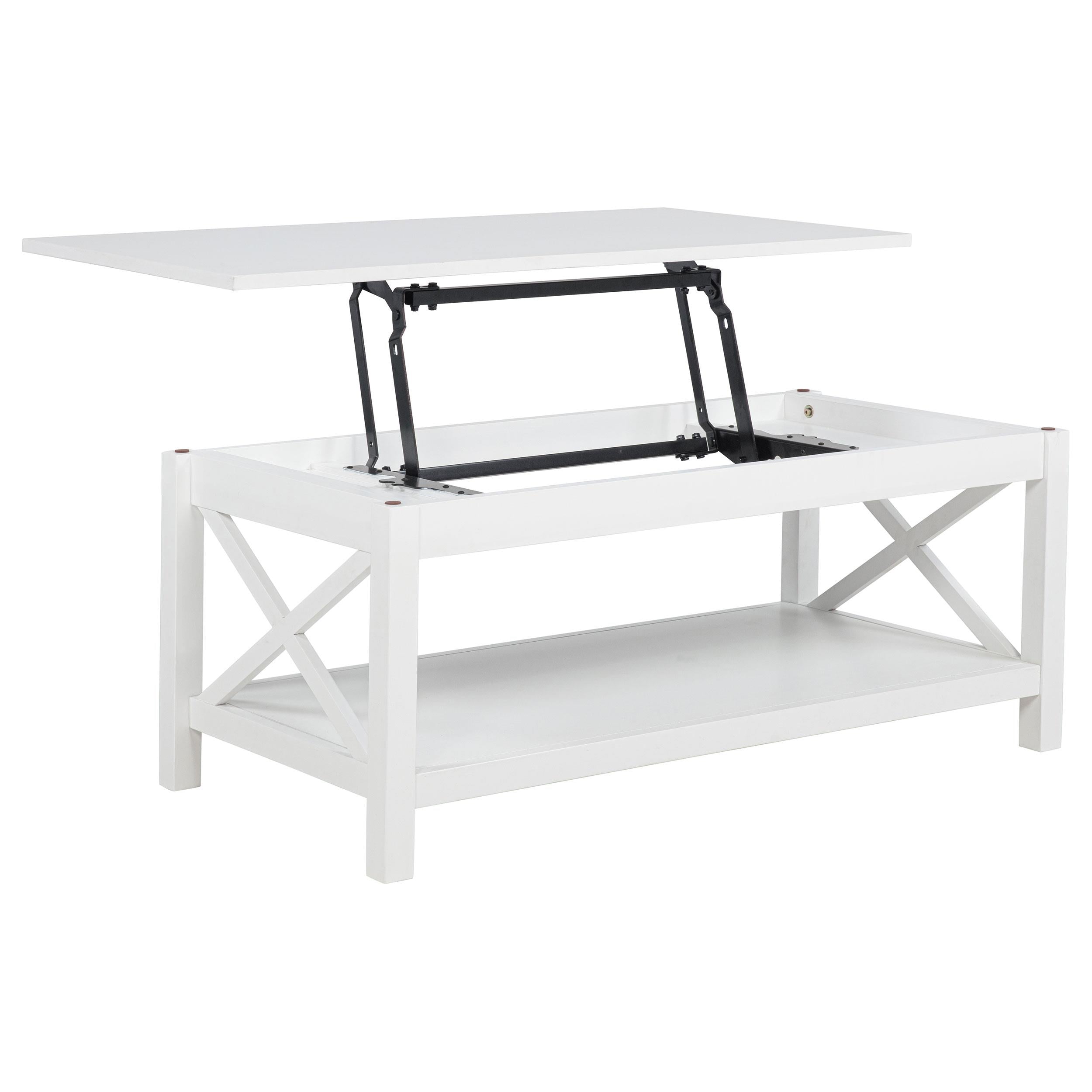  Coaster Furniture Skyview 722088 44-inch Rectangular Lift Top Coffee Table - White IMAGE 2