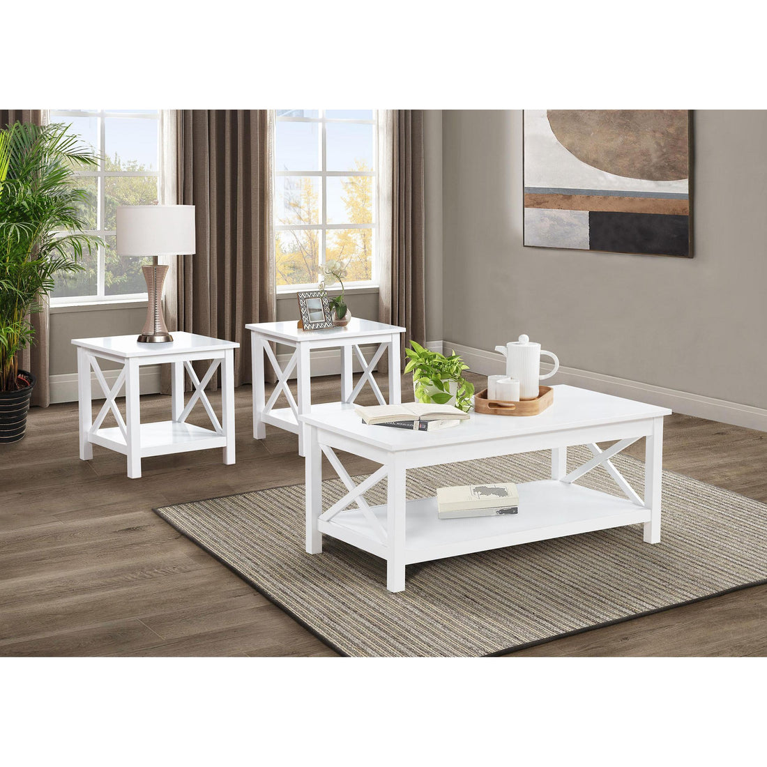  Coaster Furniture Skyview 722088-S3 3-piece Rectangular Lift Top Coffee Table Set - White IMAGE 1