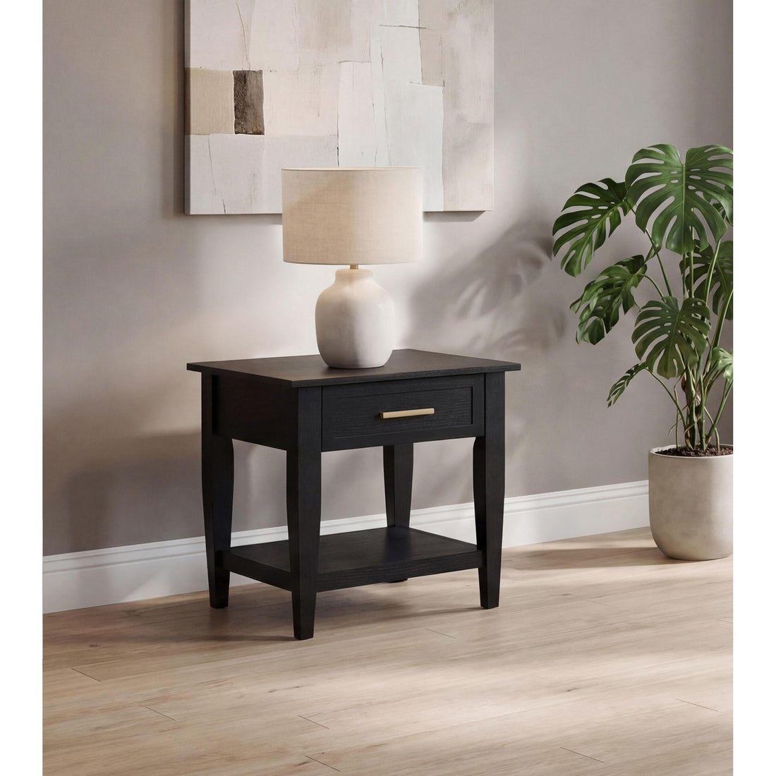  Coaster Furniture Lindenton 722727 1-drawer Wood Occasional End Table - Black IMAGE 1