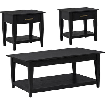  Coaster Furniture Lindenton 722728-S3 3-piece Wood Lift-Top Coffee and End Table Set - Black IMAGE 1
