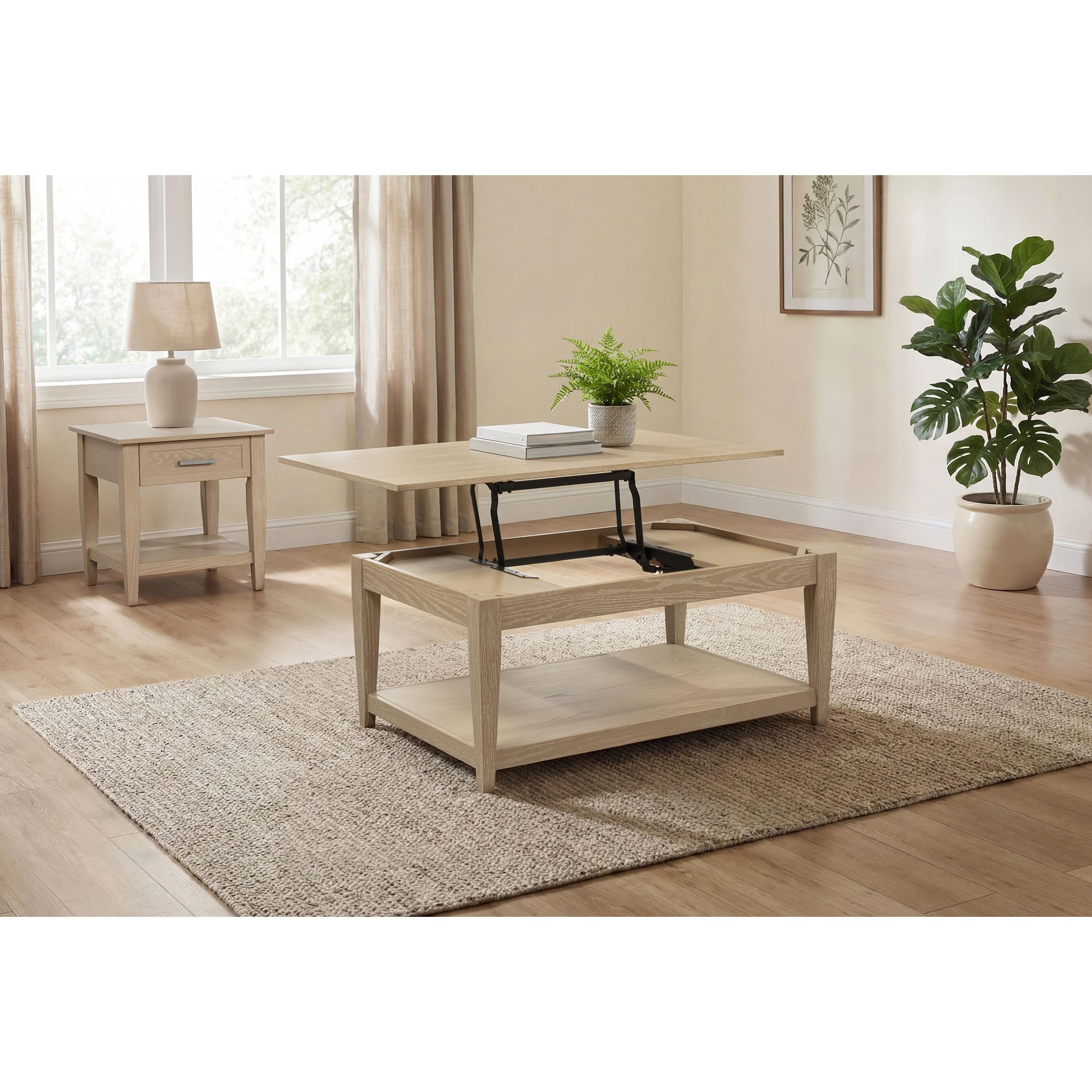  Coaster Furniture Lindenton 722758-S2 2-piece Wood Lift-Top Coffee and End Table Set - Blonde IMAGE 2