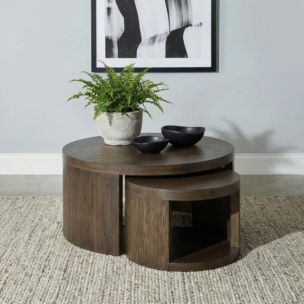  Coaster Furniture Sweeney 722830 2-piece Round Wood Occasional Nesting Table Set - Dark Walnut IMAGE 6
