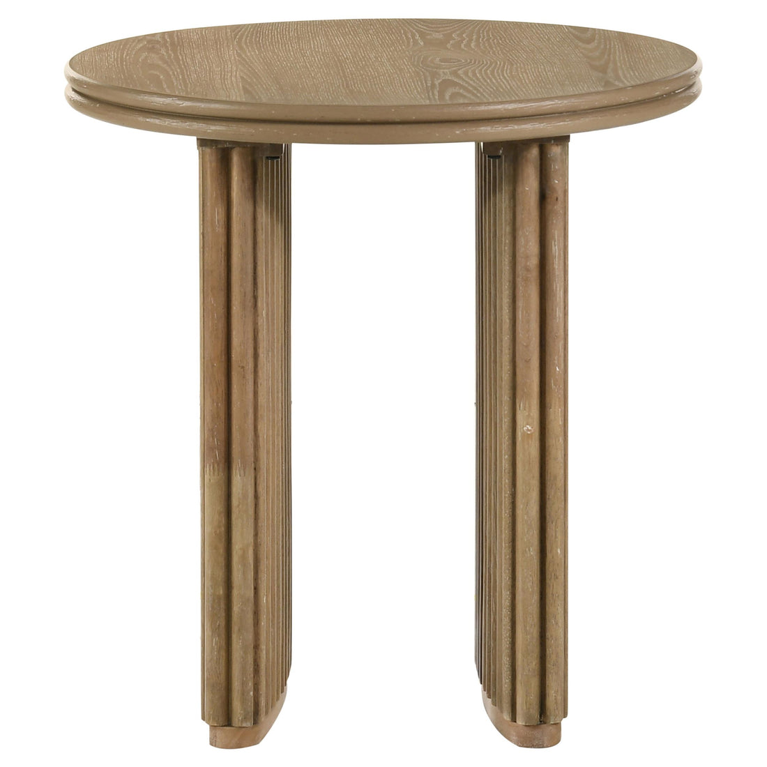  Coaster Furniture Adina 722937 Round Wood End Table - Distressed Light Brown IMAGE 1