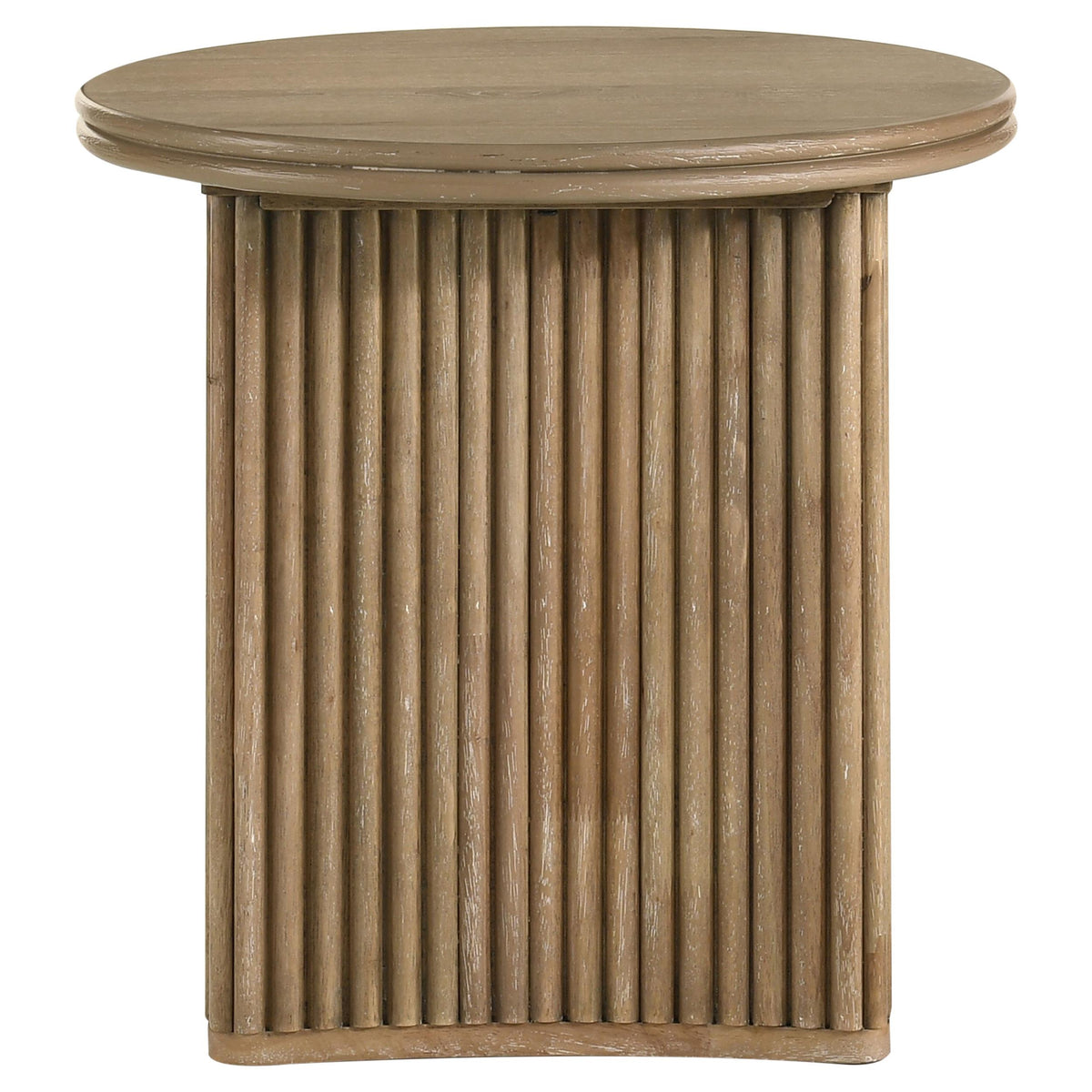  Coaster Furniture Adina 722937 Round Wood End Table - Distressed Light Brown IMAGE 5