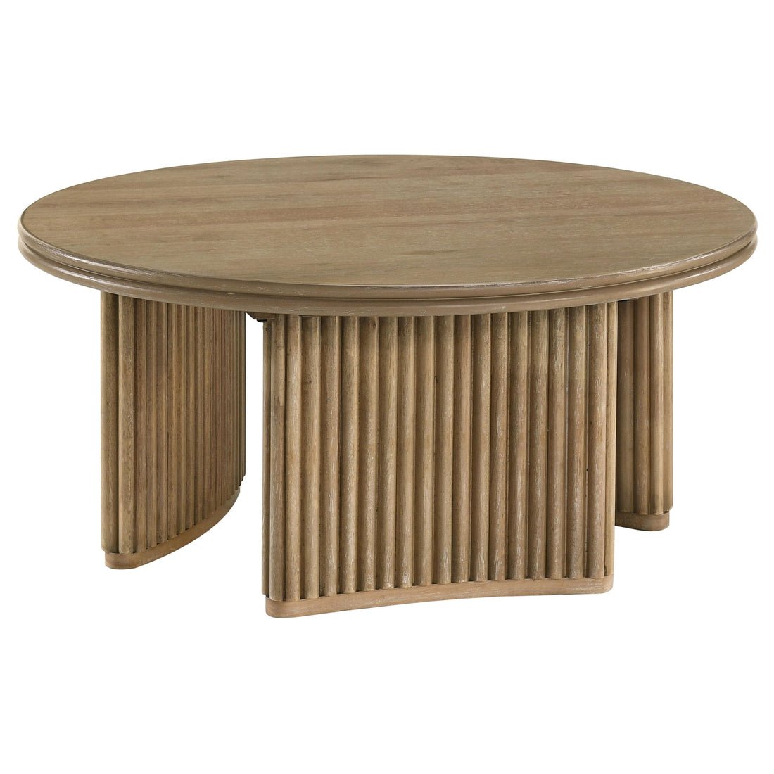  Coaster Furniture Adina 722938 36-inch Round Wood Coffee Table - Distressed Light Brown IMAGE 1