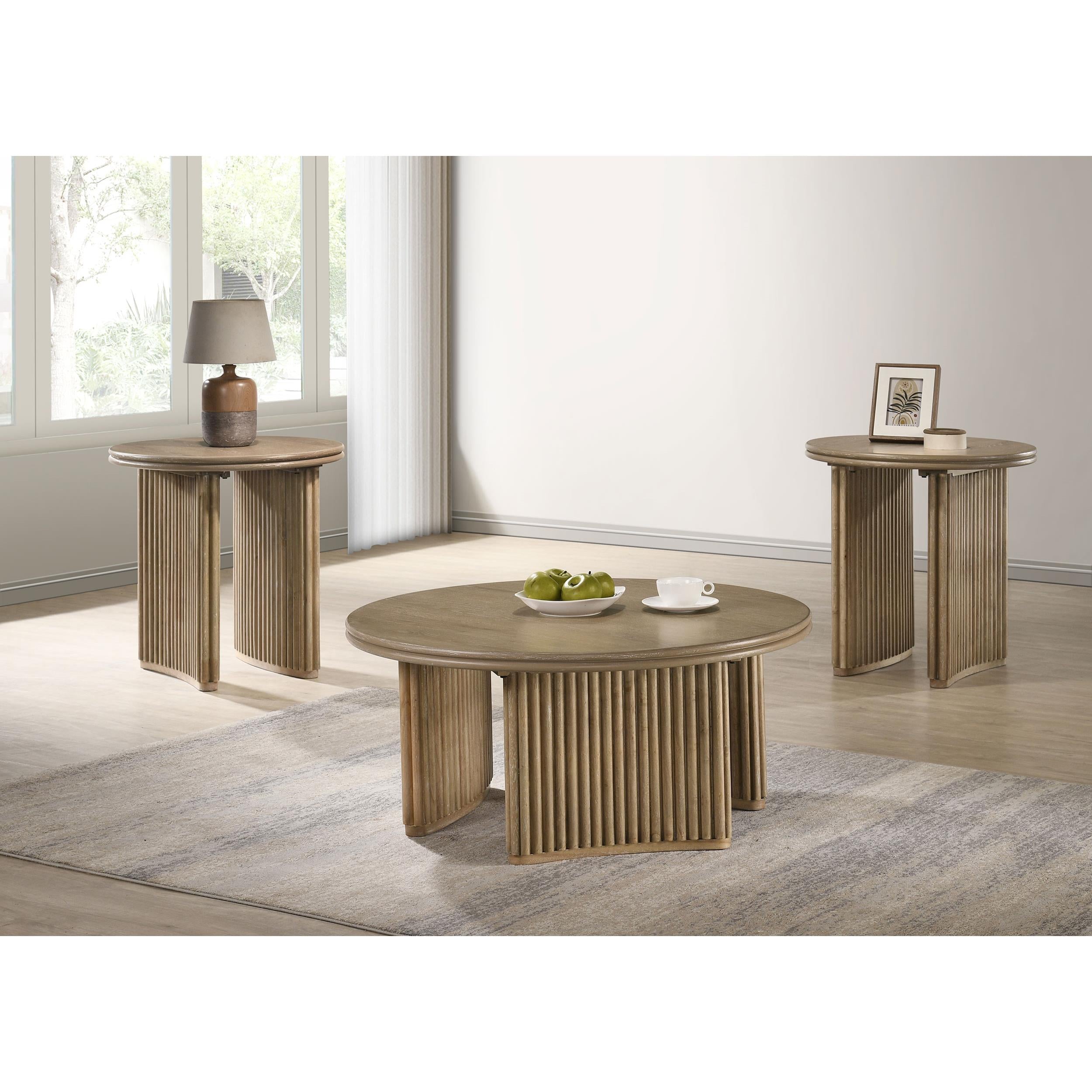 Coaster Furniture Adina 722938 36-inch Round Wood Coffee Table - Distressed Light Brown IMAGE 8