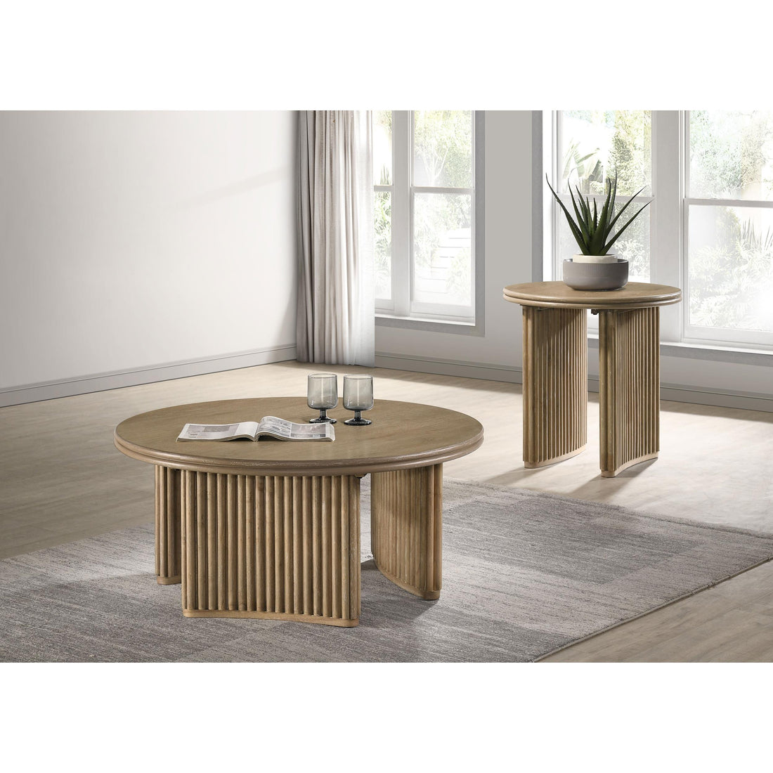  Coaster Furniture Adina 722938-S2 2-piece Round Coffee Table Set - Distressed Light Brown IMAGE 1