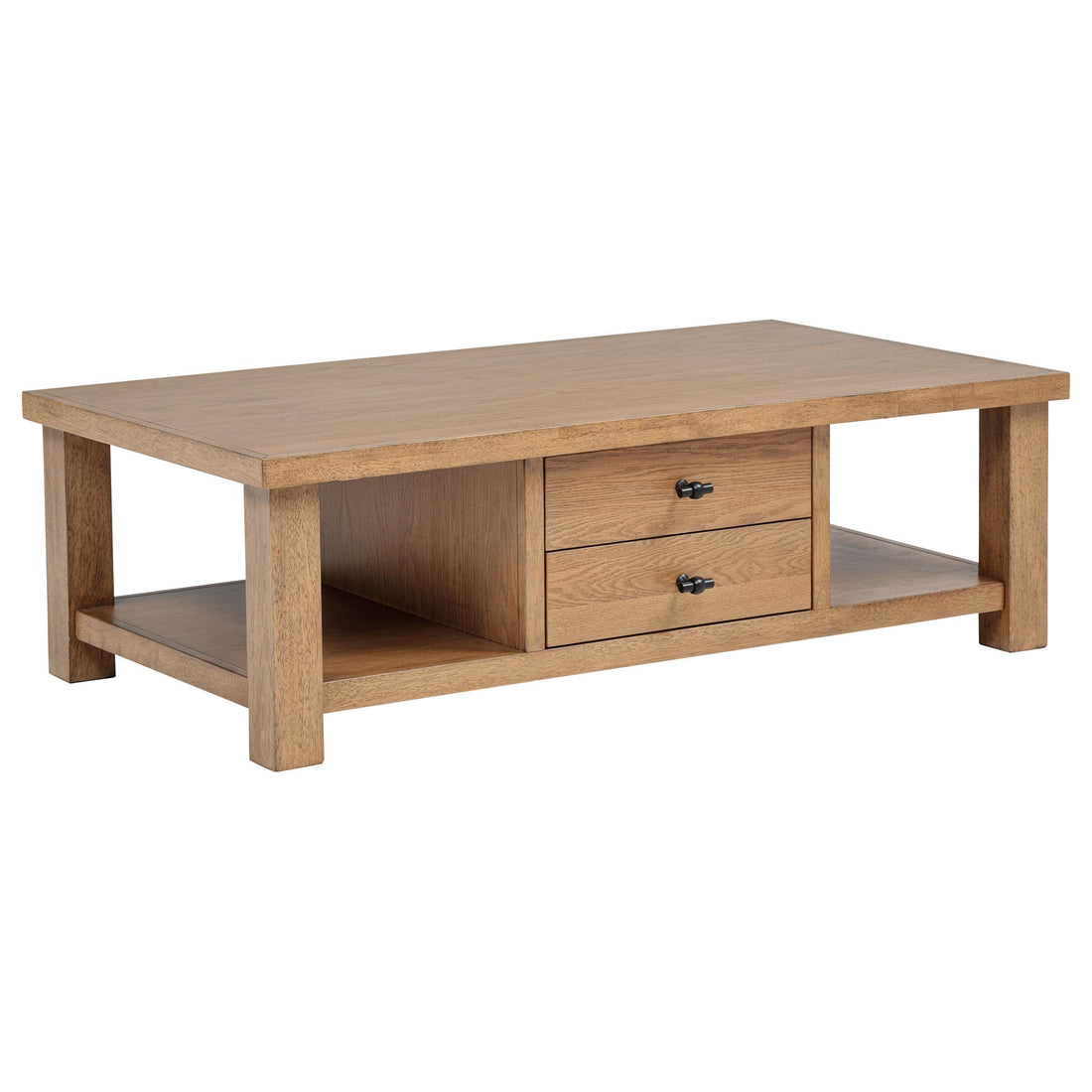  Coaster Furniture Beasley 723328 2-Drawer Wood Coffee Table - Golden Oak IMAGE 1