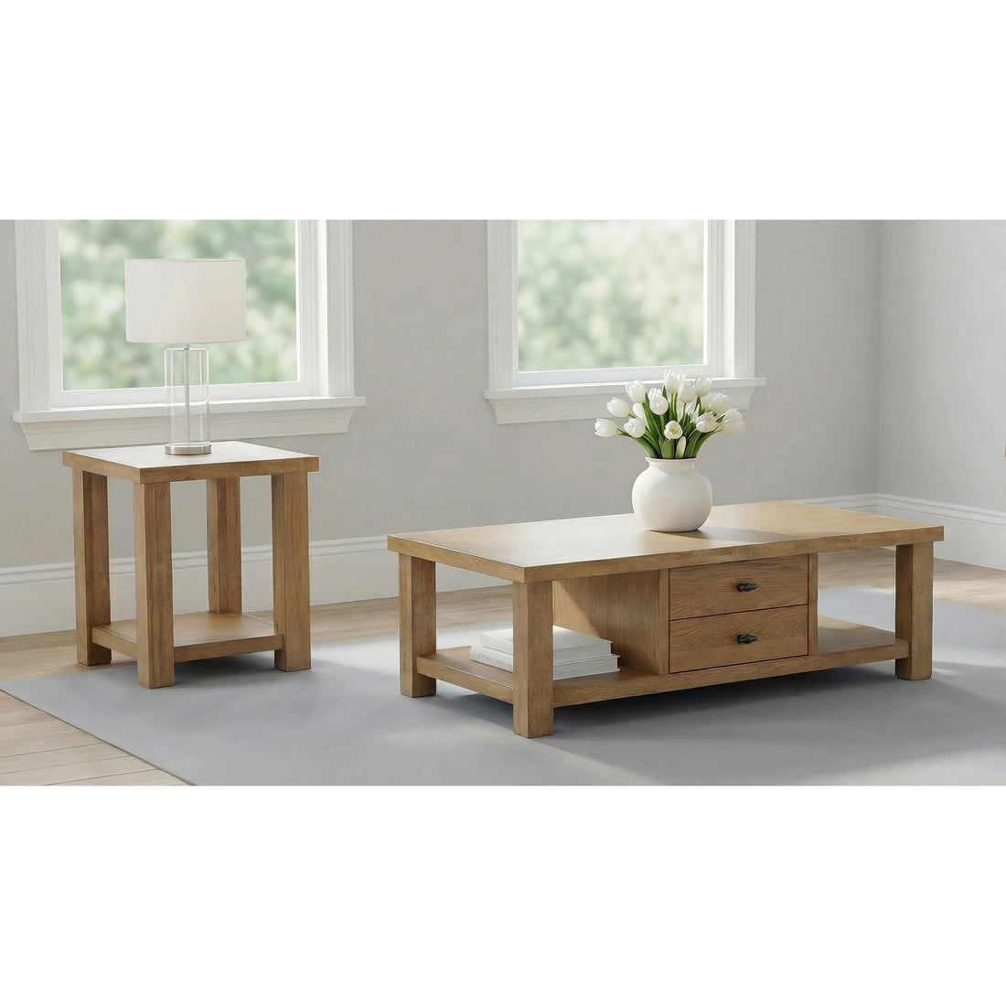 Coaster Furniture Beasley 723328-S2 2-Piece Wood Coffee Table Set - Golden Oak IMAGE 1