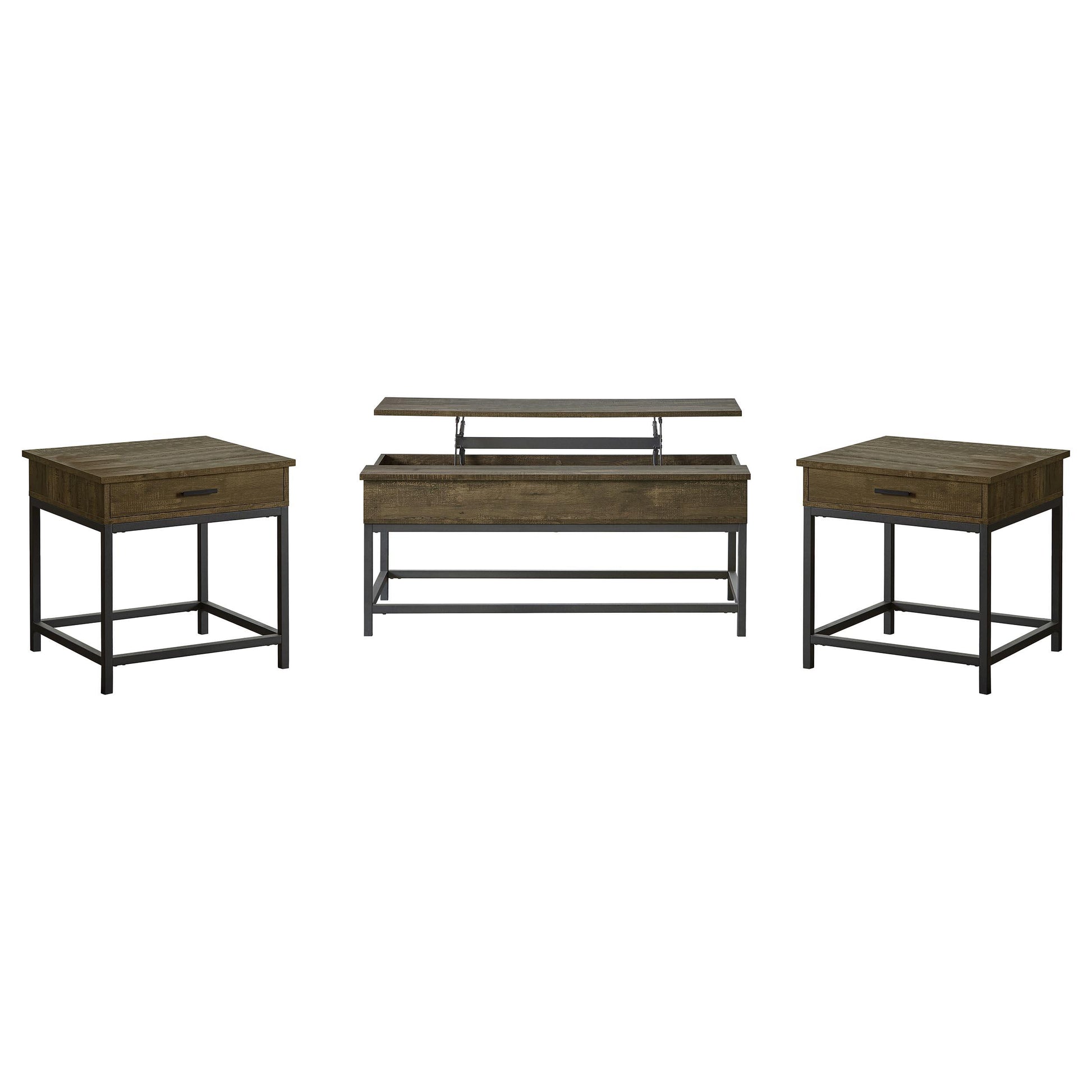  Coaster Furniture Byers 723778-S3 3-piece Lift Top Coffee and End Table Set - Brown Oak IMAGE 1