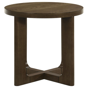  Coaster Furniture Kessler 735997 Round Sculptural Wood End Table - Brown IMAGE 1
