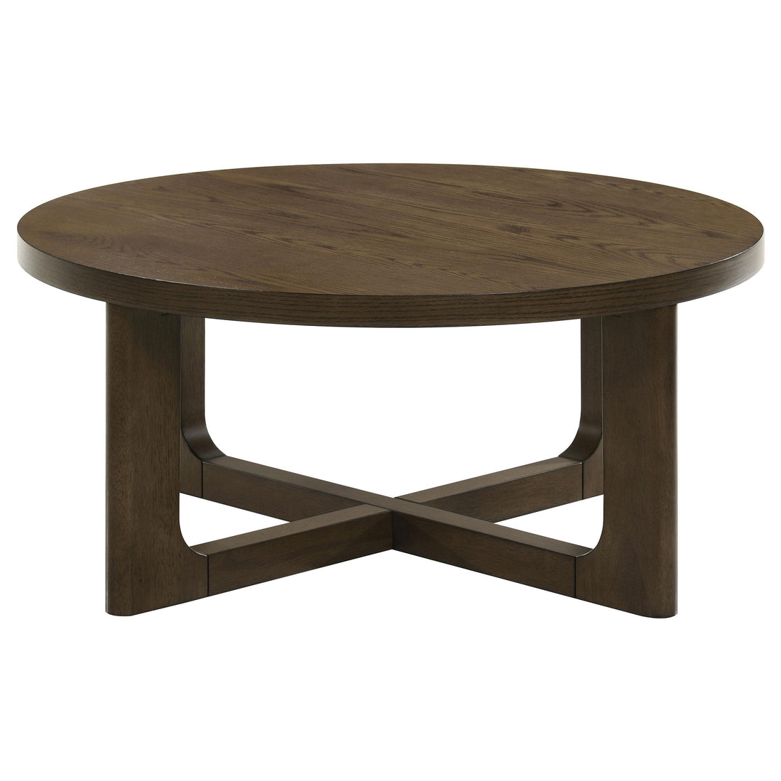  Coaster Furniture Kessler 735998 Round Sculptural Wood Coffee Table - Brown IMAGE 1