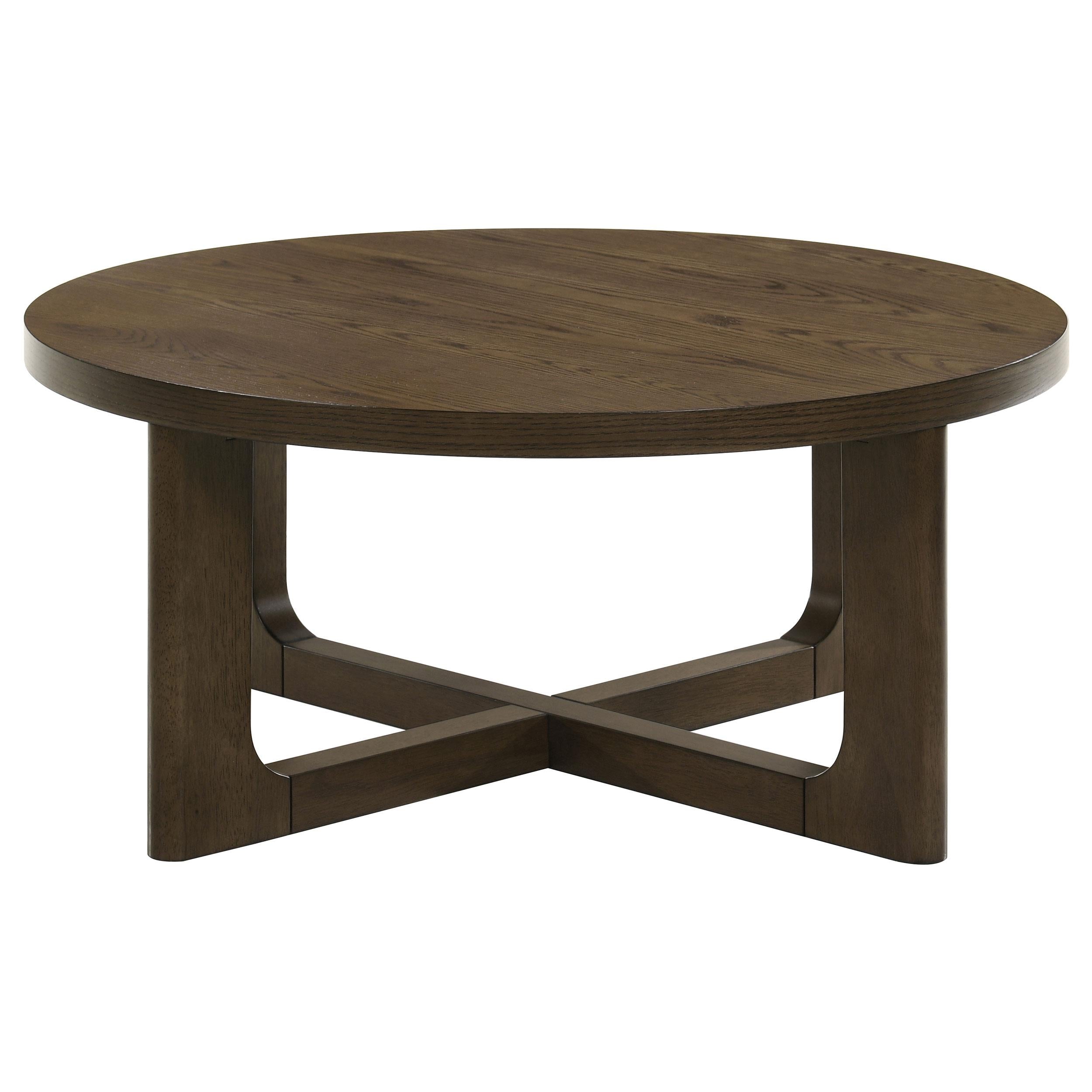  Coaster Furniture Kessler 735998-S3 3-piece Round Sculptural Wood Coffee Table Set - Brown IMAGE 10