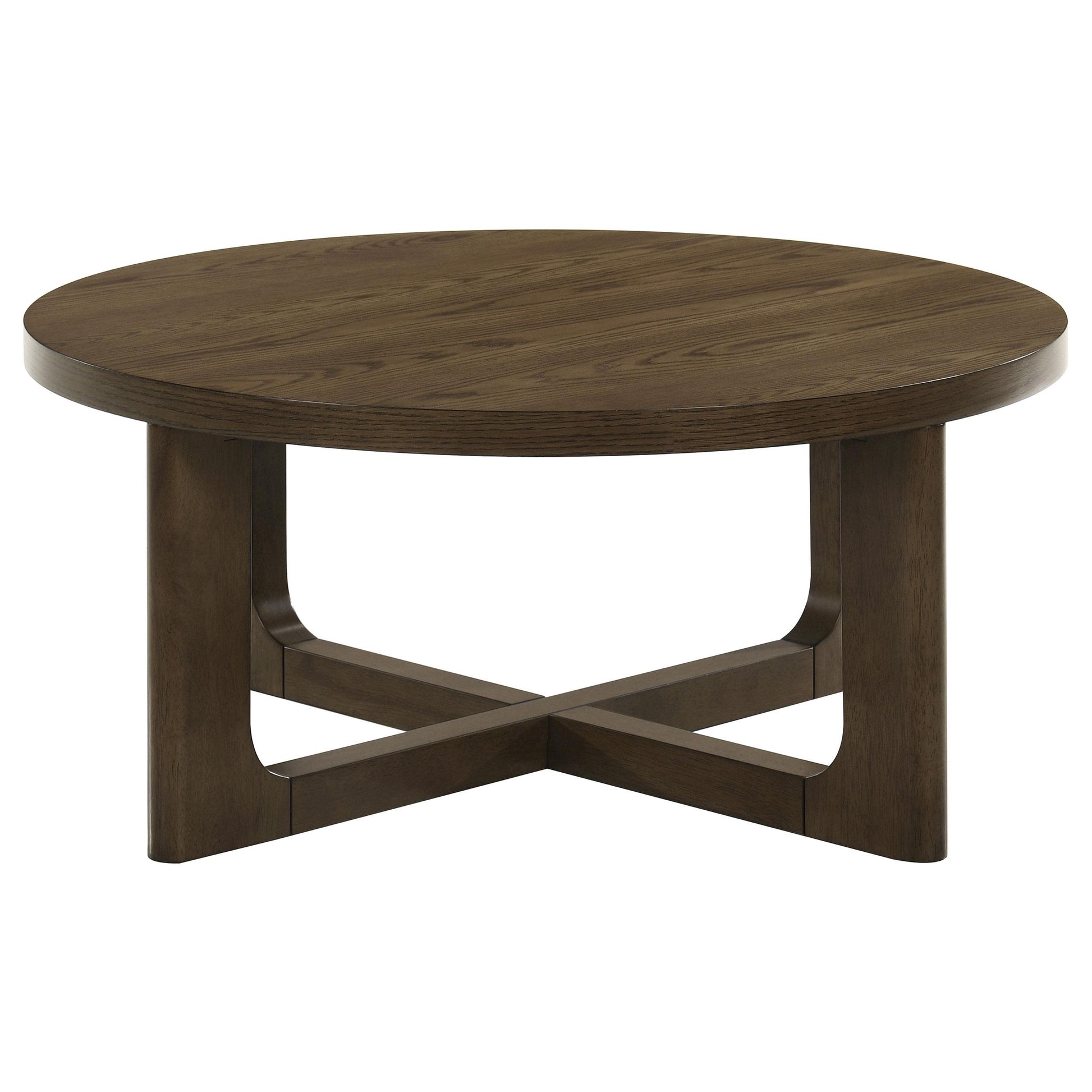  Coaster Furniture Kessler 735998-S3 3-piece Round Sculptural Wood Coffee Table Set - Brown IMAGE 3
