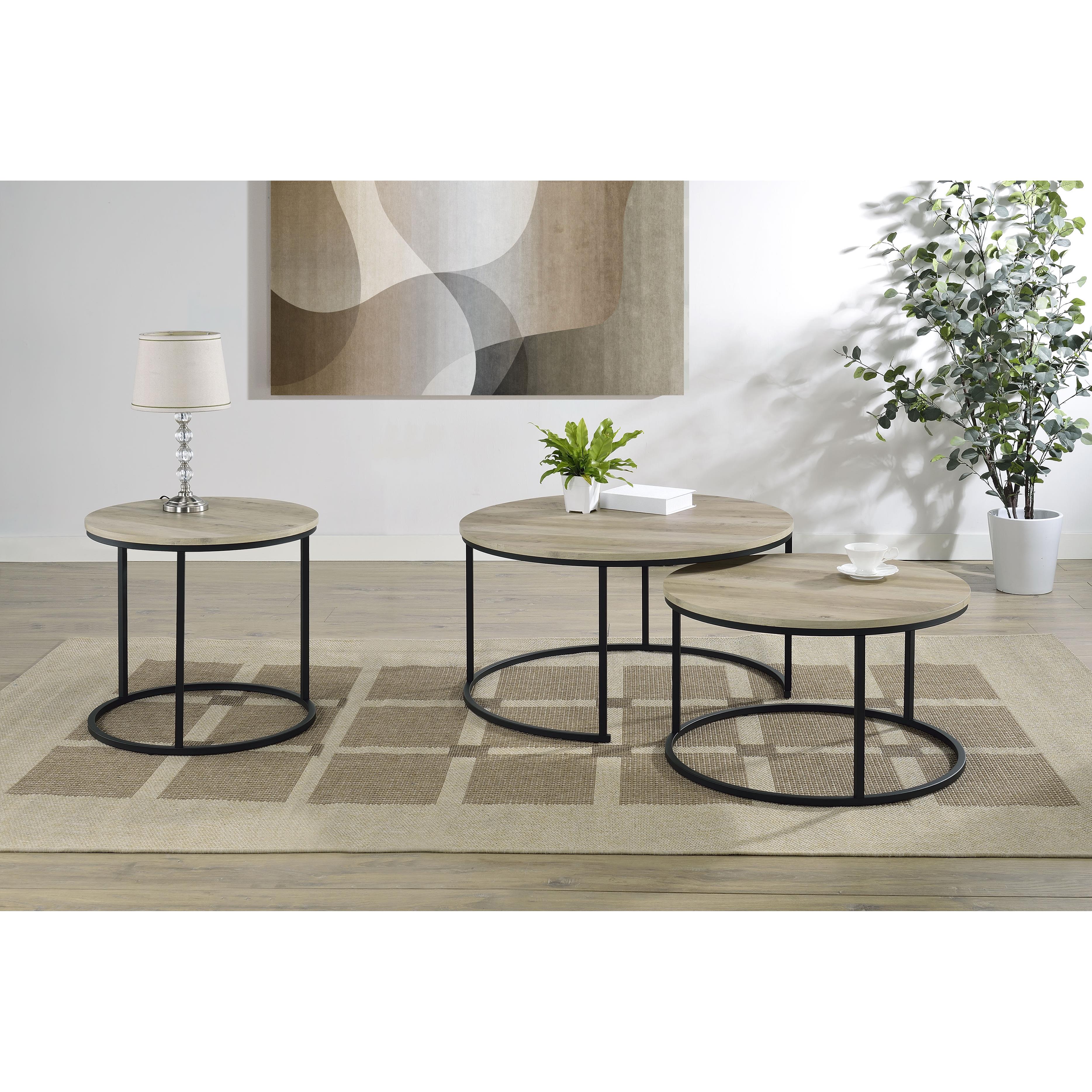  Coaster Furniture Lainey 736047 Round Occasional End Table - Distressed Pine IMAGE 11