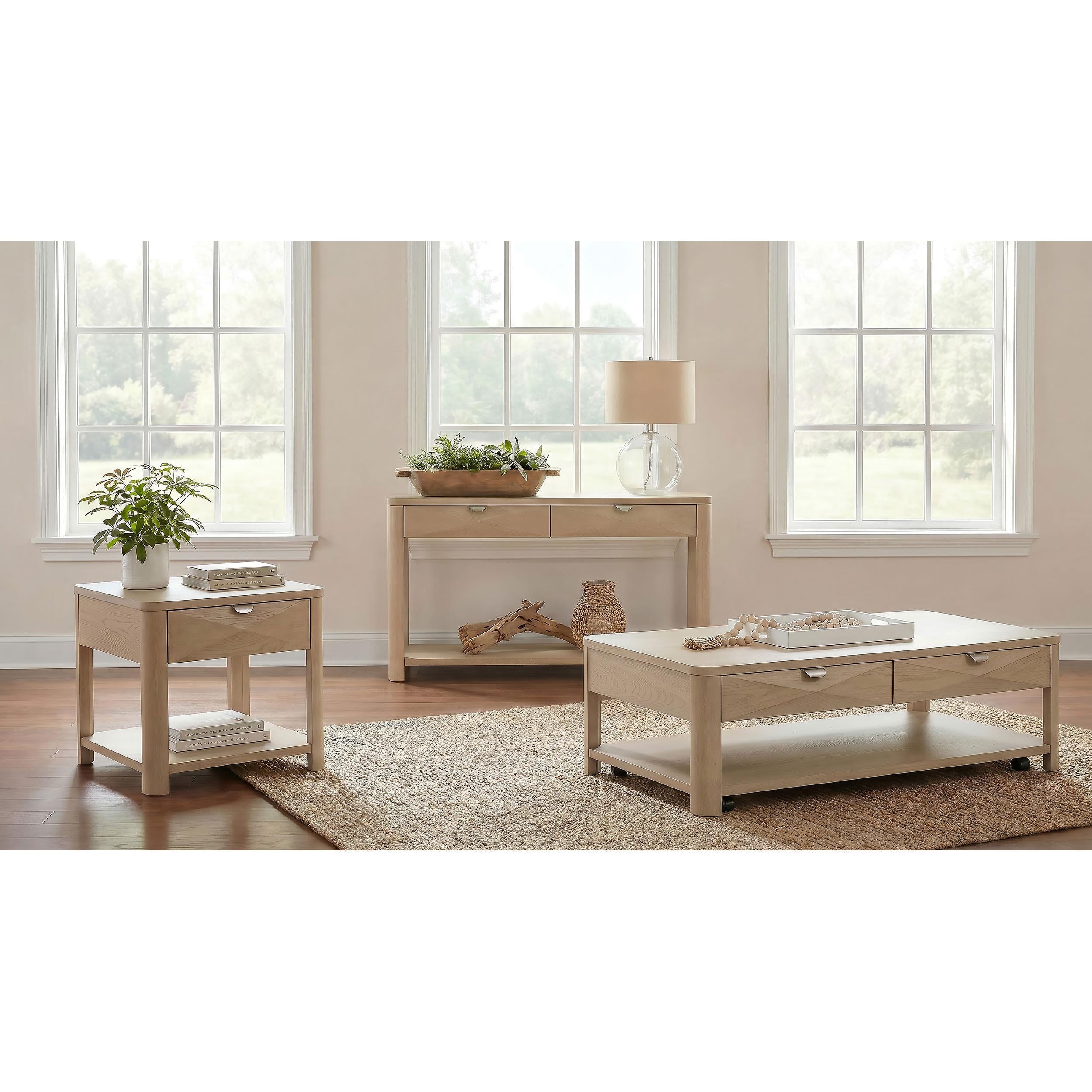  Coaster Furniture Marcelo 736057 Wood End Table with Drawer and Shelf - Light Elm IMAGE 15