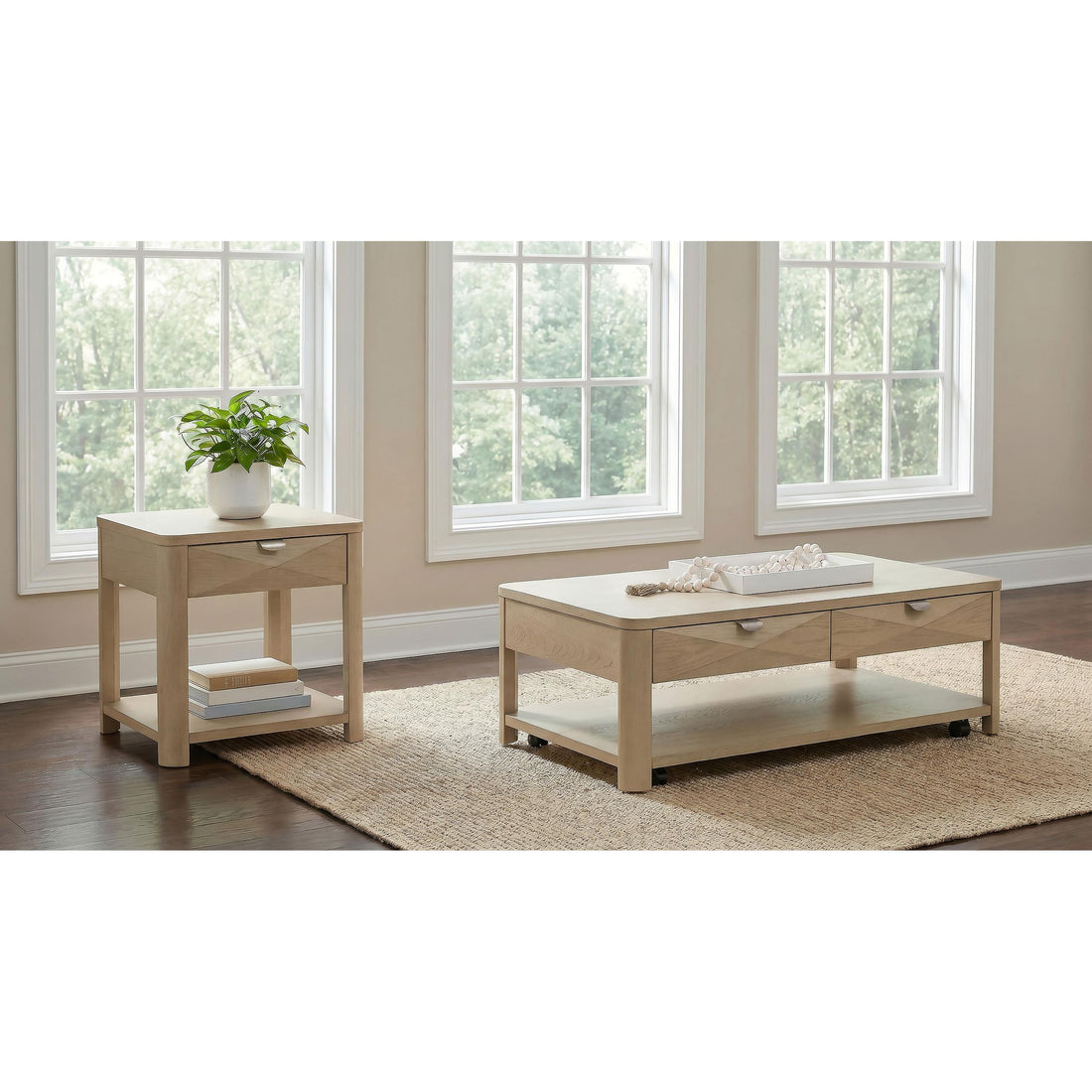  Coaster Furniture Marcelo 736058-S2 2-piece Coffee Table Set with Storage - Light Elm IMAGE 1