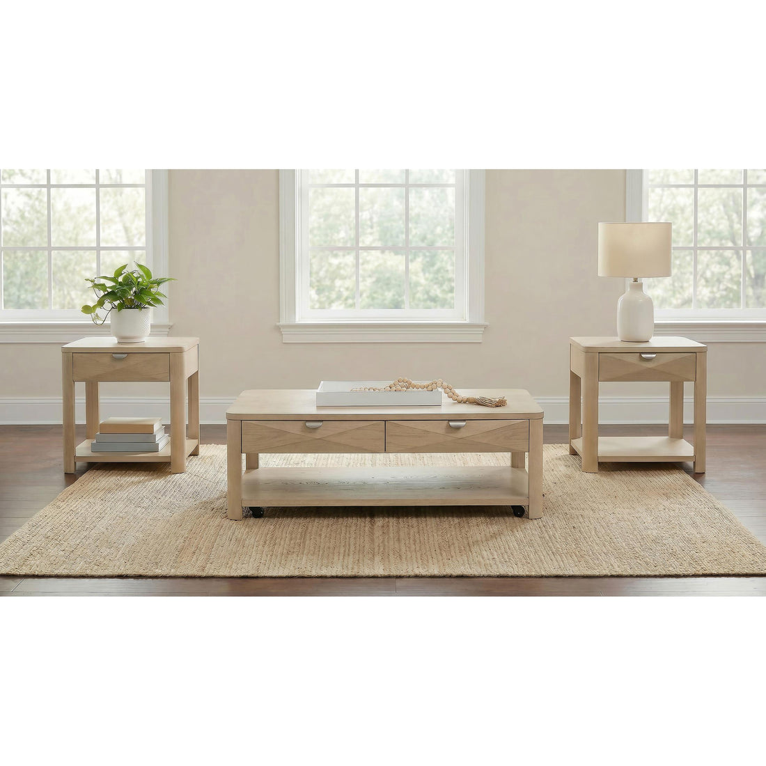  Coaster Furniture Marcelo 736058-S3 3-piece Coffee Table Set with Storage - Light Elm IMAGE 1