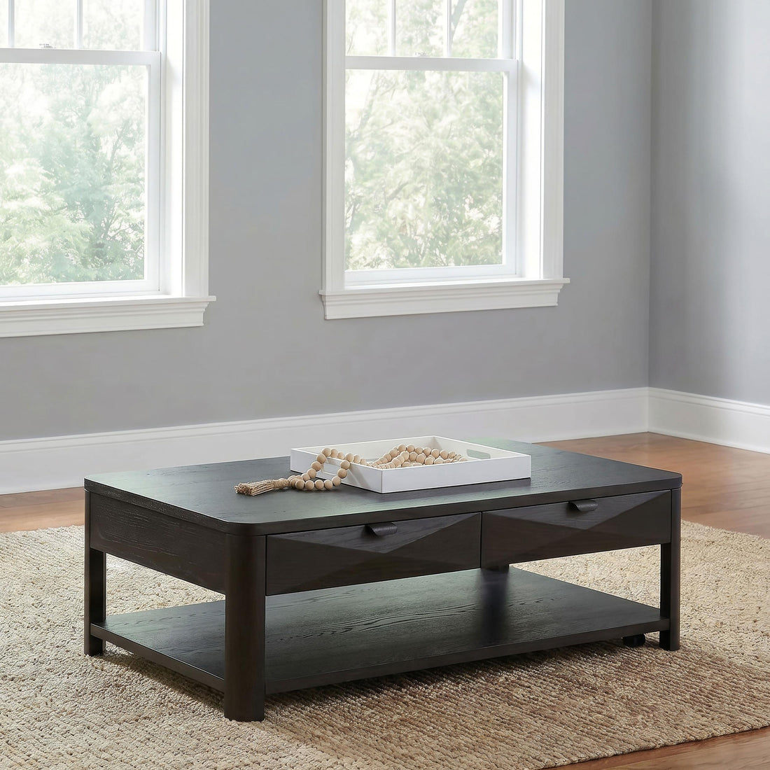  Coaster Furniture Marcelo 736068 Wood Coffee Table with 2 Drawers and Shelf - Coffee IMAGE 1