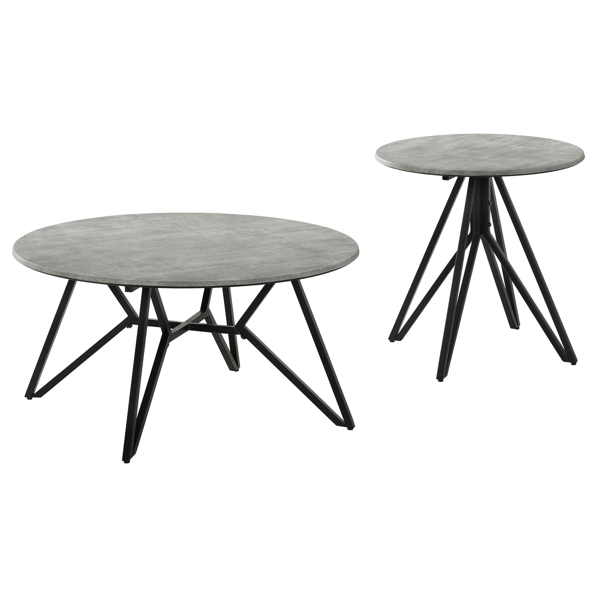  Coaster Furniture Hadi 736178-S2 2-piece Round SmartTop Coffee and End Table Set - Cement IMAGE 1